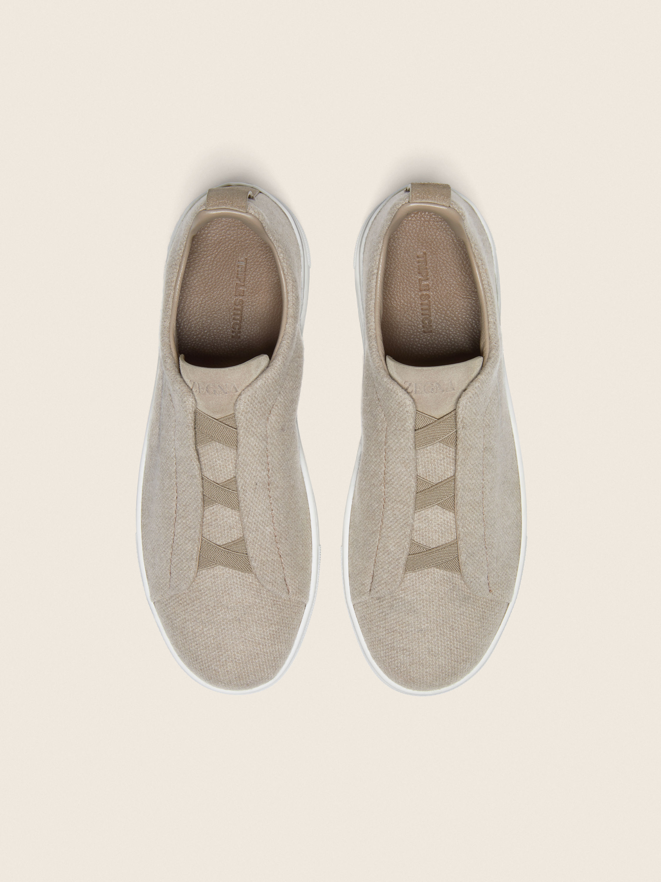 Light Taupe Triple Stitch™ Oasi Cashmere Sneakers Product detail photo #2