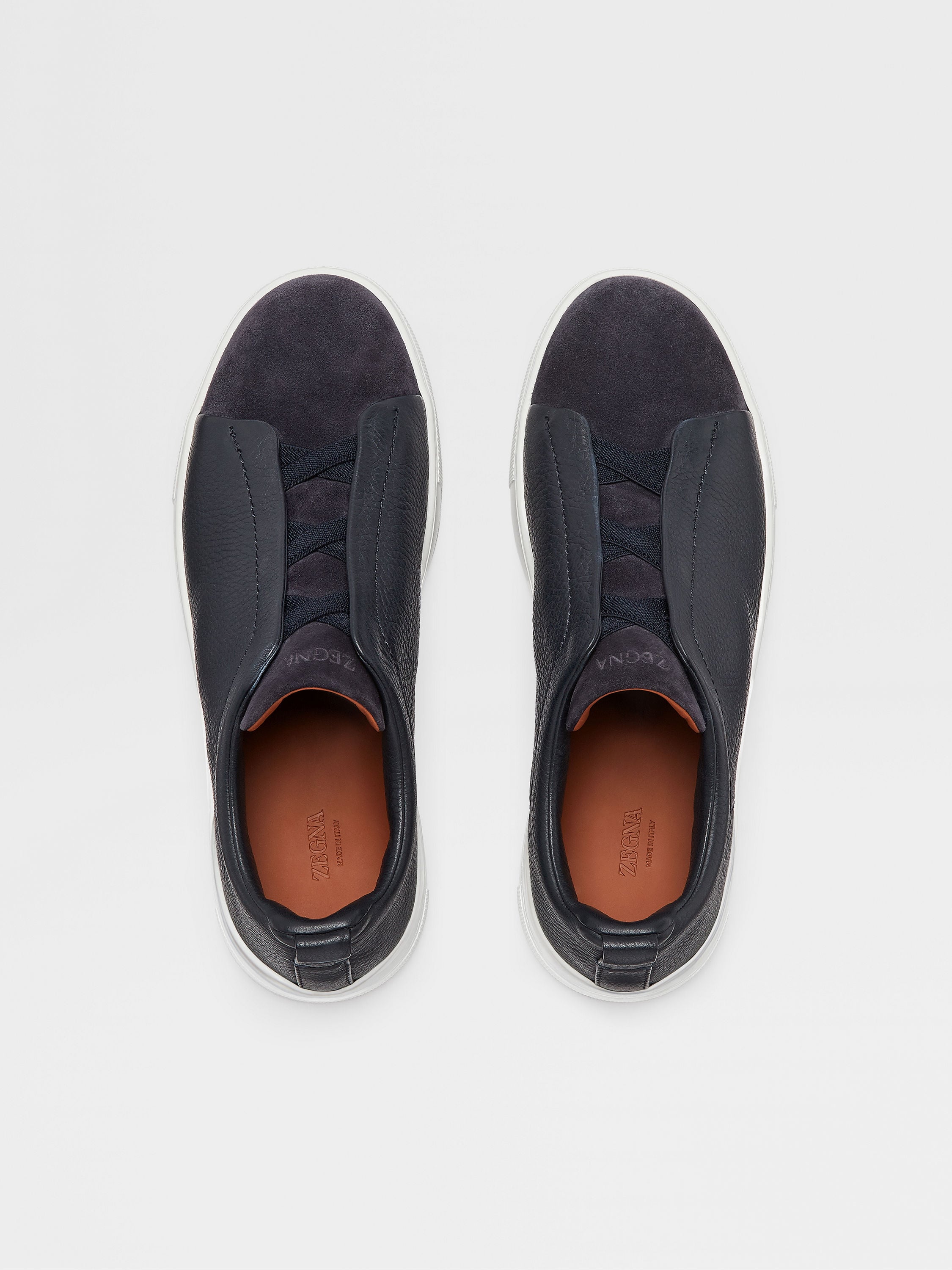 Navy Blue Leather and Suede Triple Stitch™ Sneakers Product detail photo #2