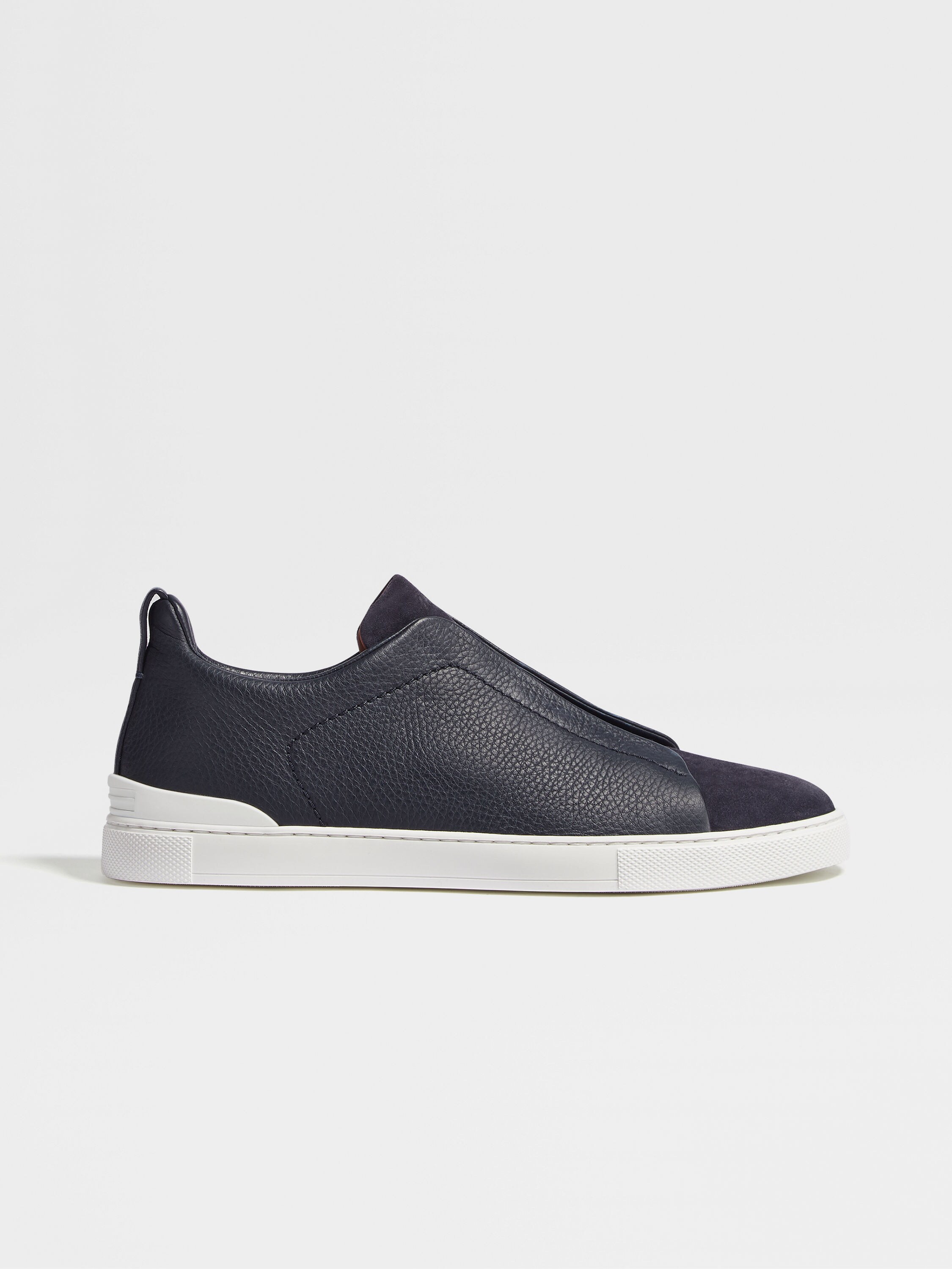 Navy Blue Leather and Suede Triple Stitch™ Sneakers Product detail photo #3