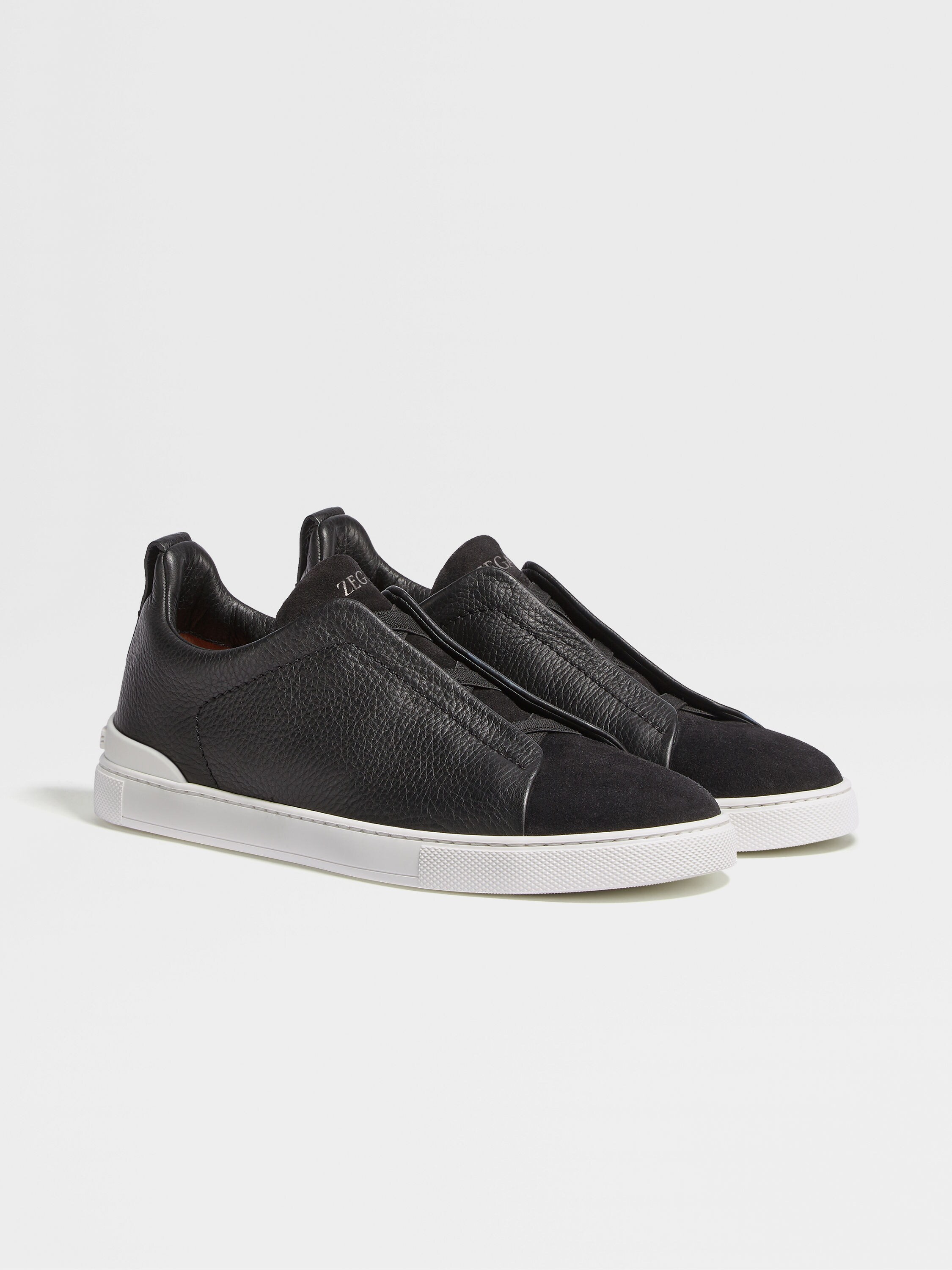 Black Leather and Suede Triple Stitch™ Sneakers