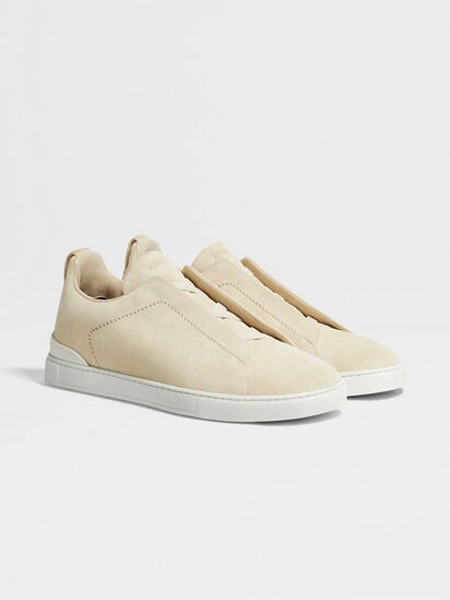 Light Cream Suede Triple Stitch Sneakers FW24 27873946 Zegna MO