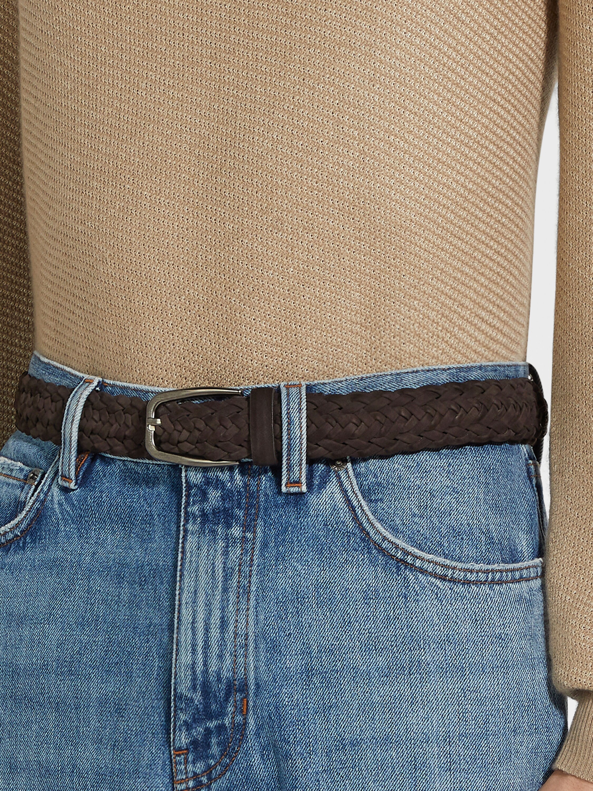 Dark Brown Leather Belt Product detail photo #2