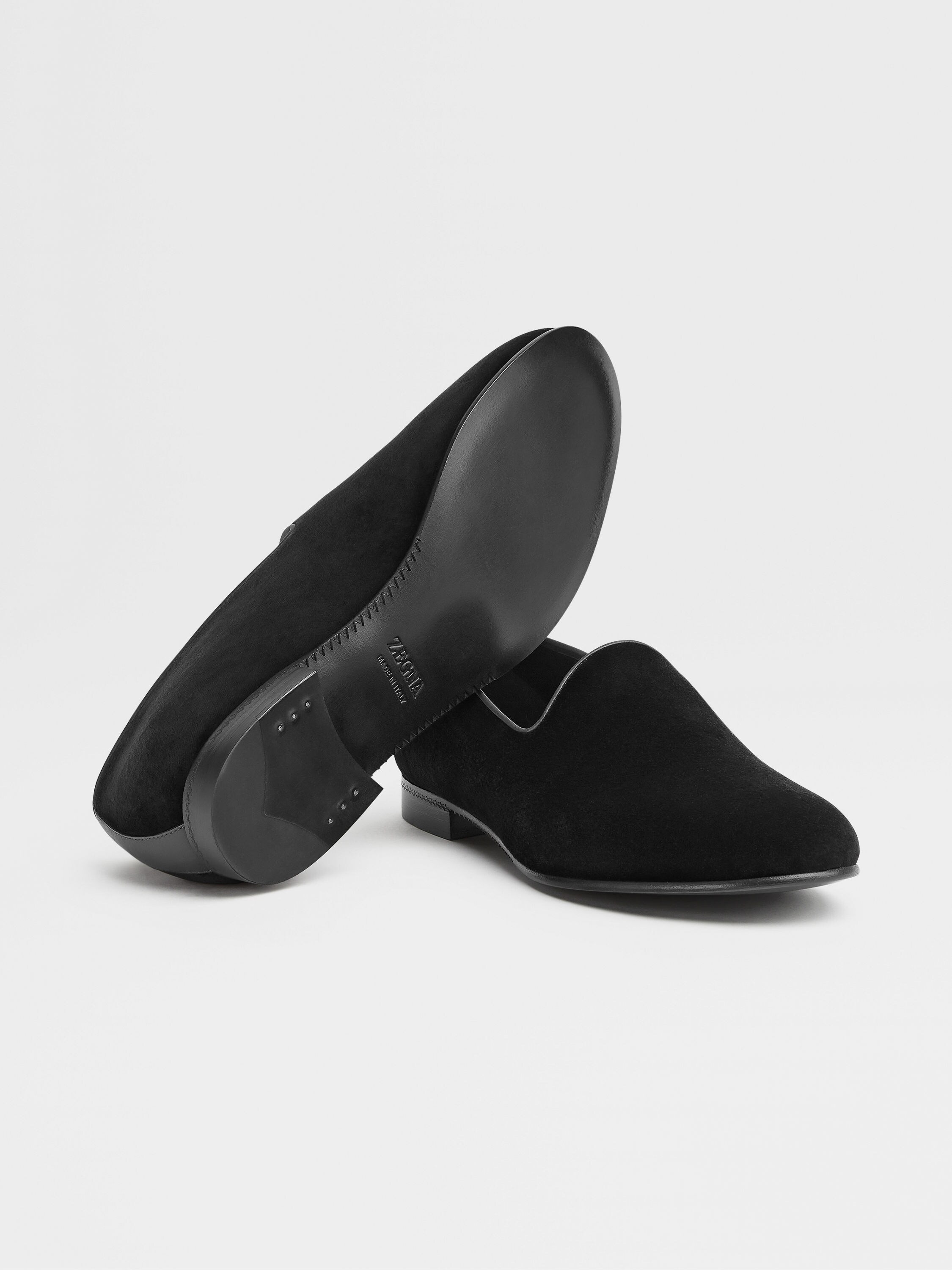 Black Velvet Gala Slip-on Shoes Product detail photo #1