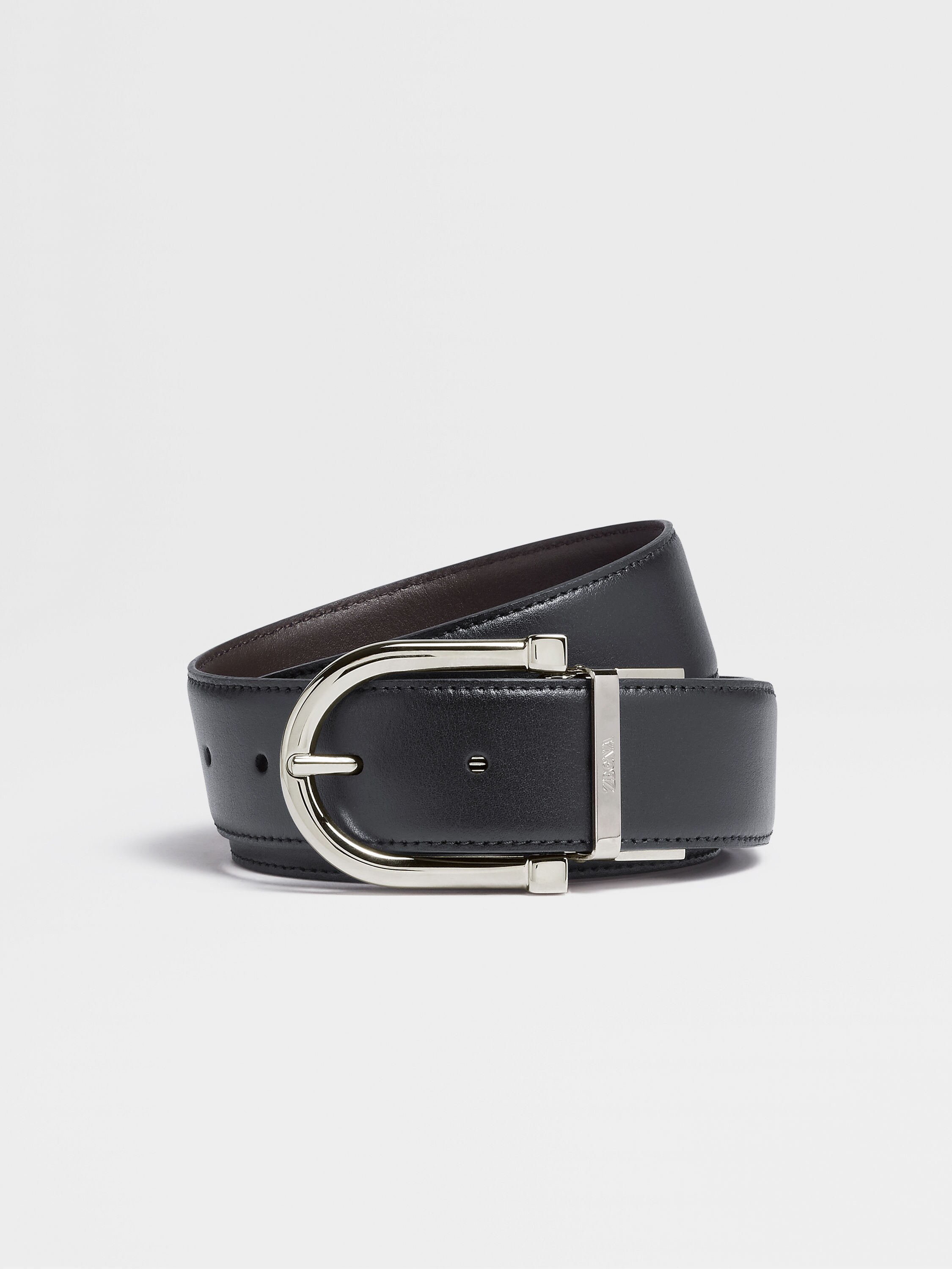 Black and Dark Brown Reversible Leather Belt