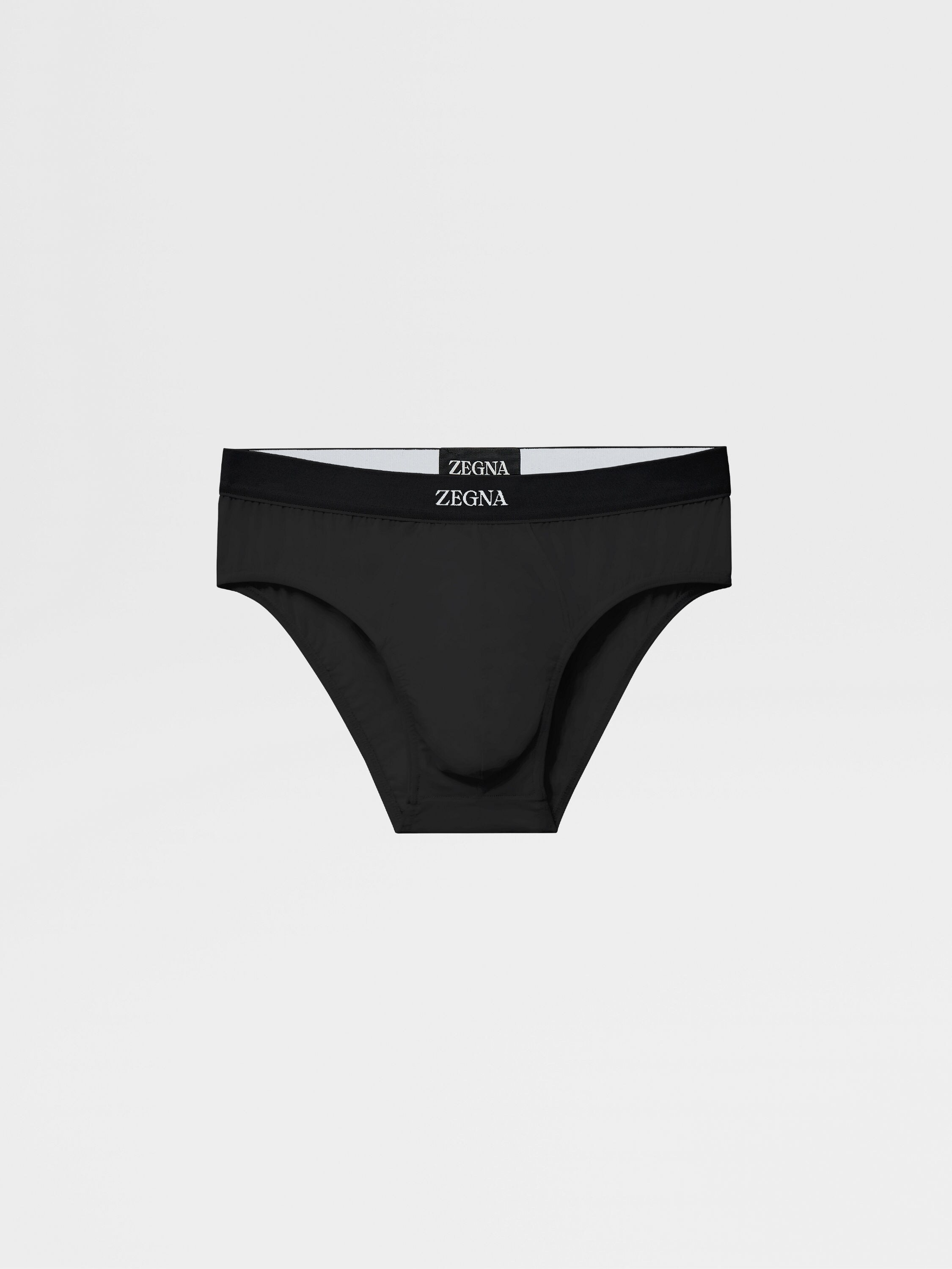 Black Stretch Cotton Midi Brief Main product photo
