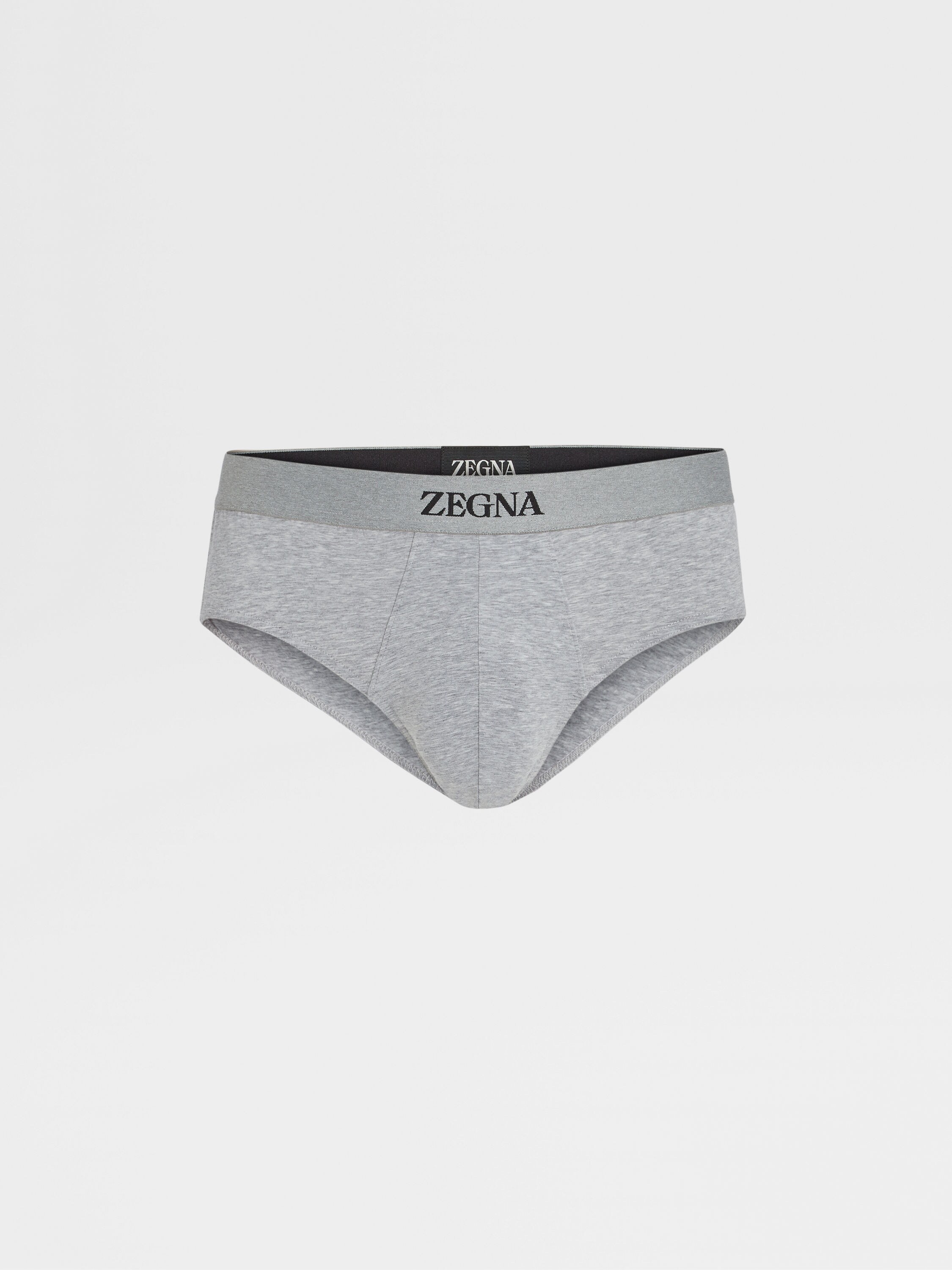 Grey Mélange Stretch Cotton Briefs