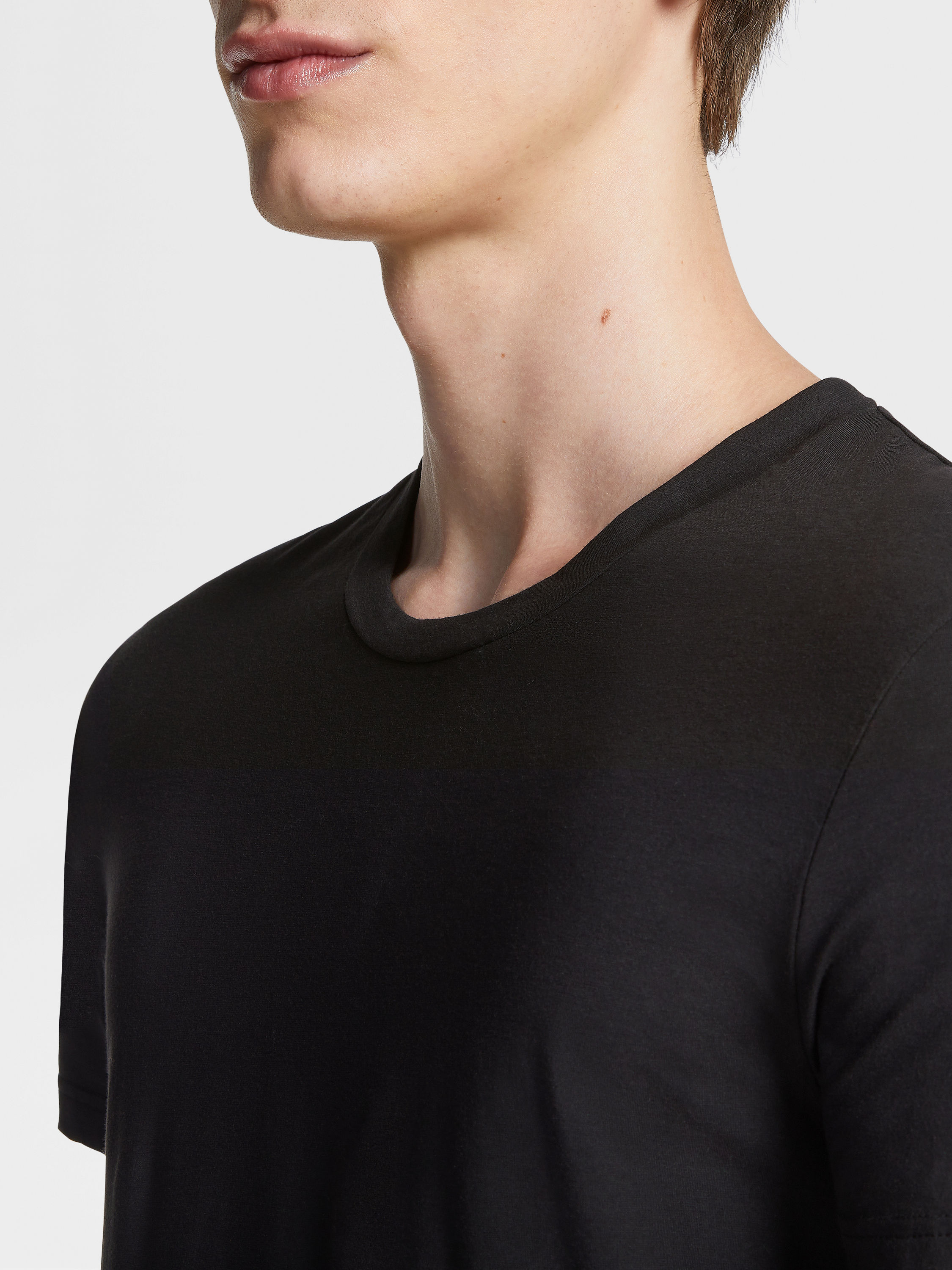 Black Stretch Cotton T-shirt Product detail photo #1