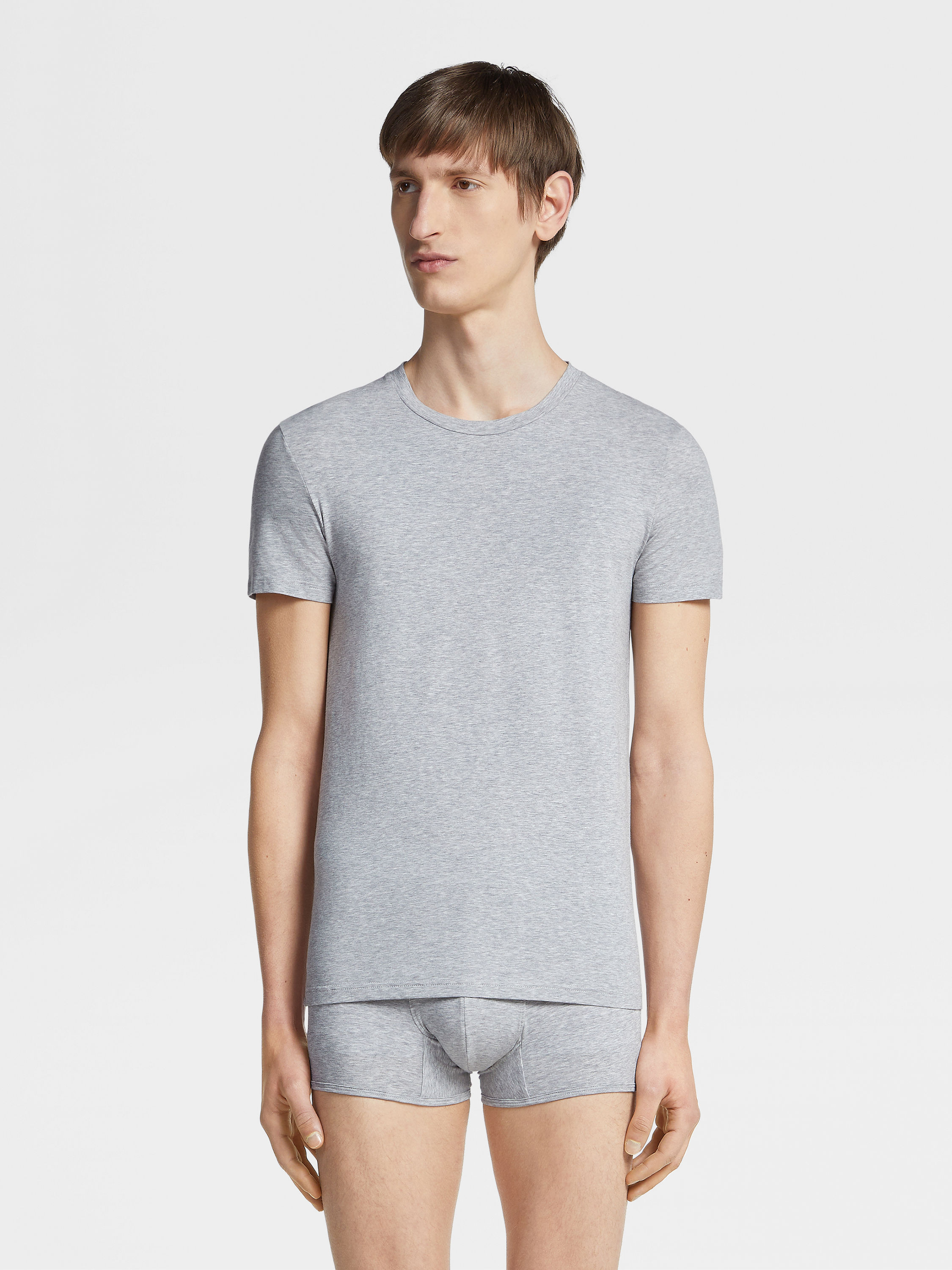 花灰色弹力棉质 T 恤 產品細節圖 #2