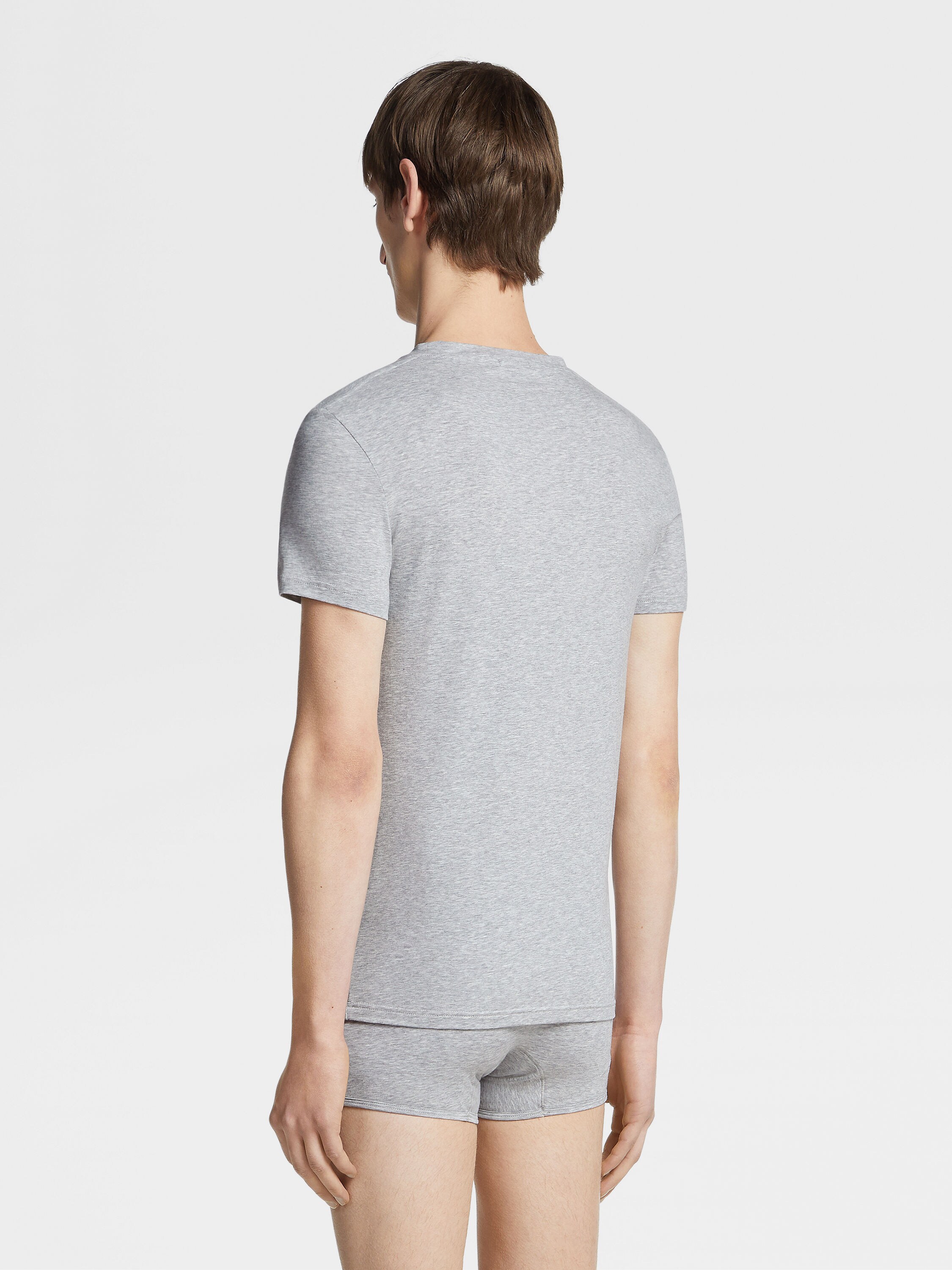 花灰色弹力棉质 T 恤 產品細節圖 #3