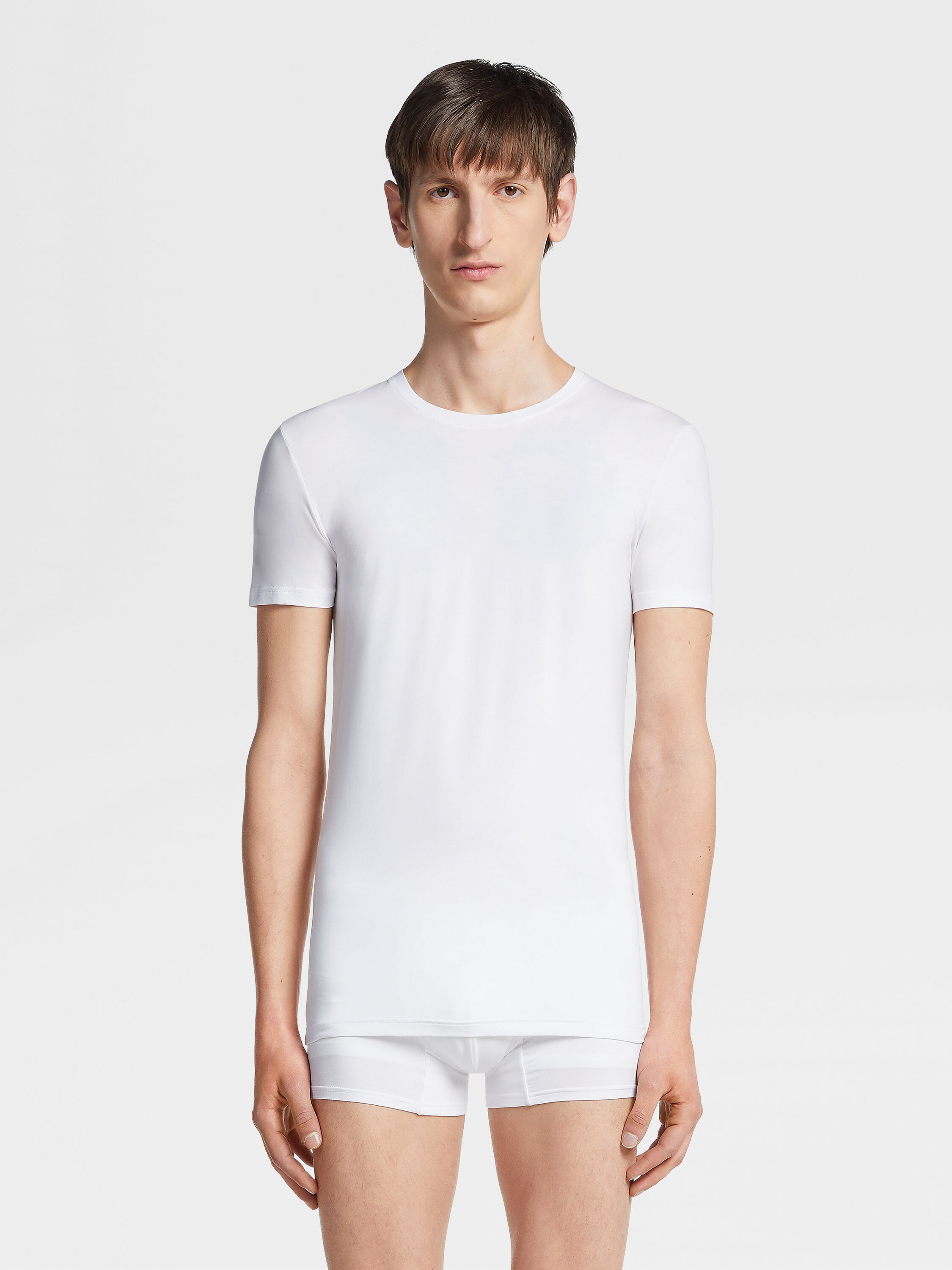 White Stretch Modal T-shirt Product detail photo #2