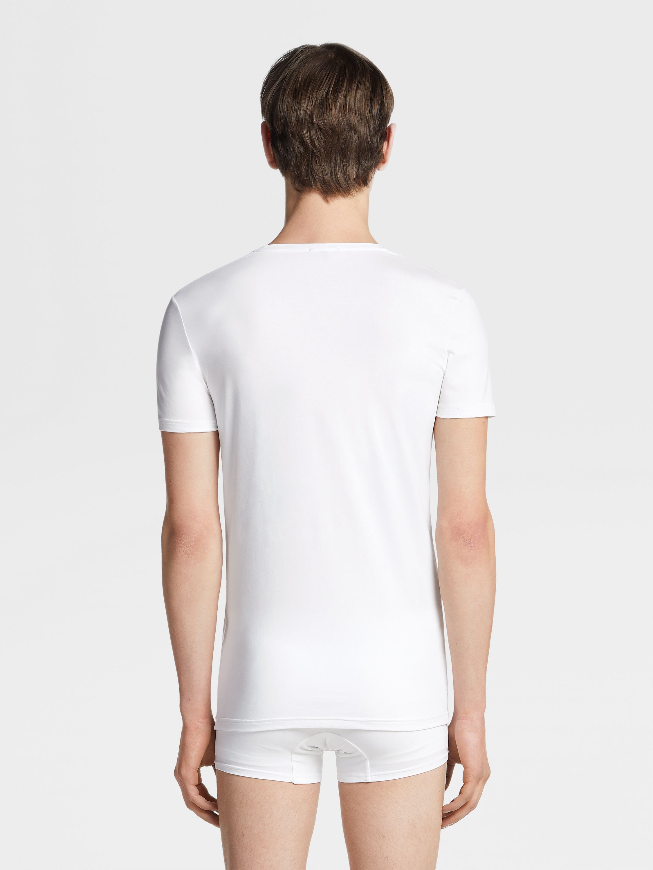 White Stretch Modal T-shirt Product detail photo #3