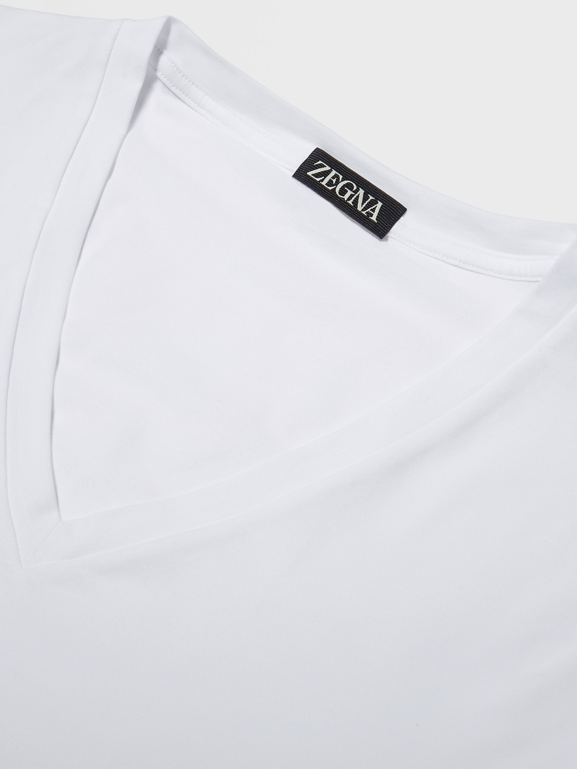 White Stretch Cotton T-shirt Product detail photo #1