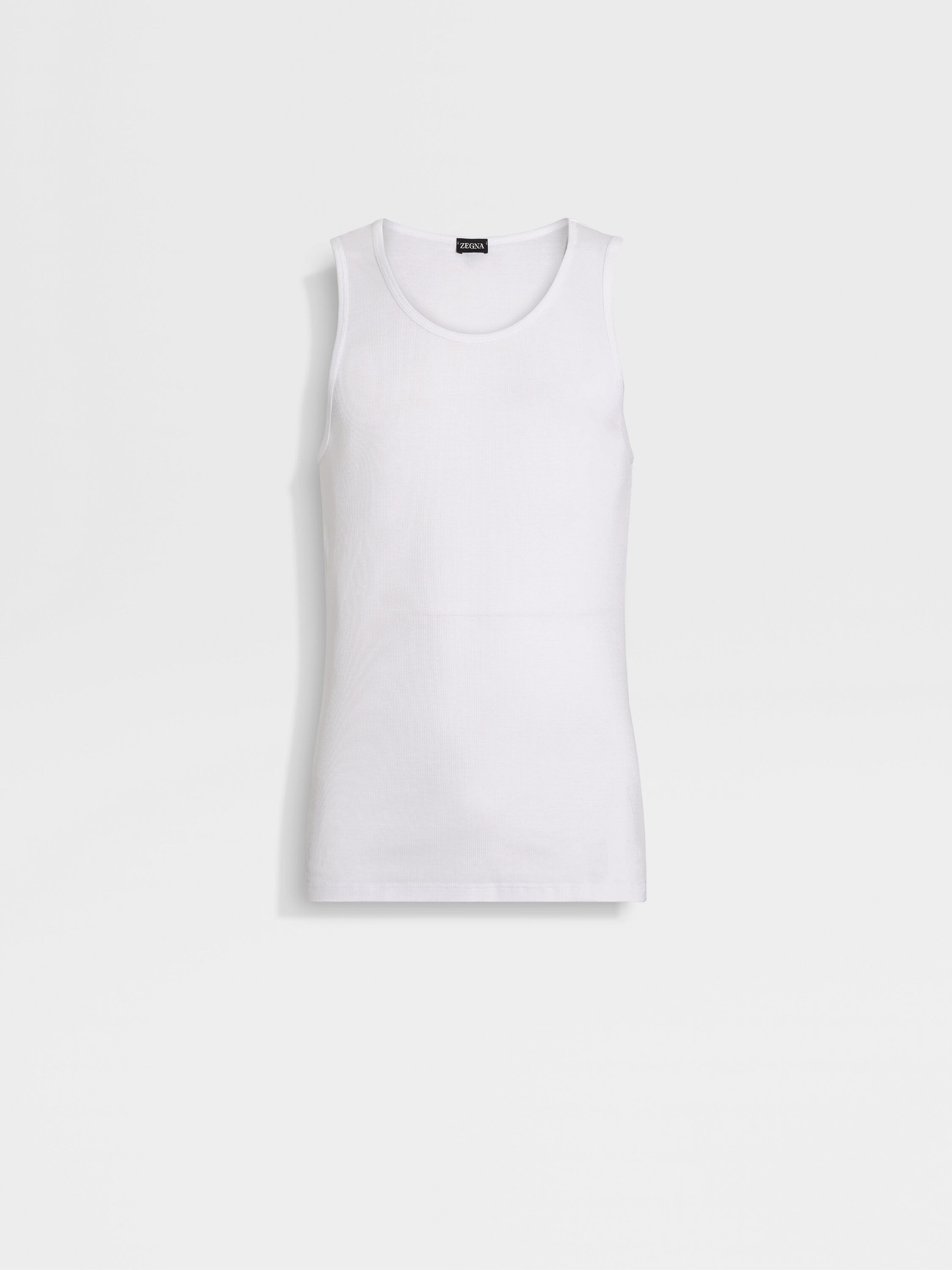 White Cotton Blend Tank Top Main product photo
