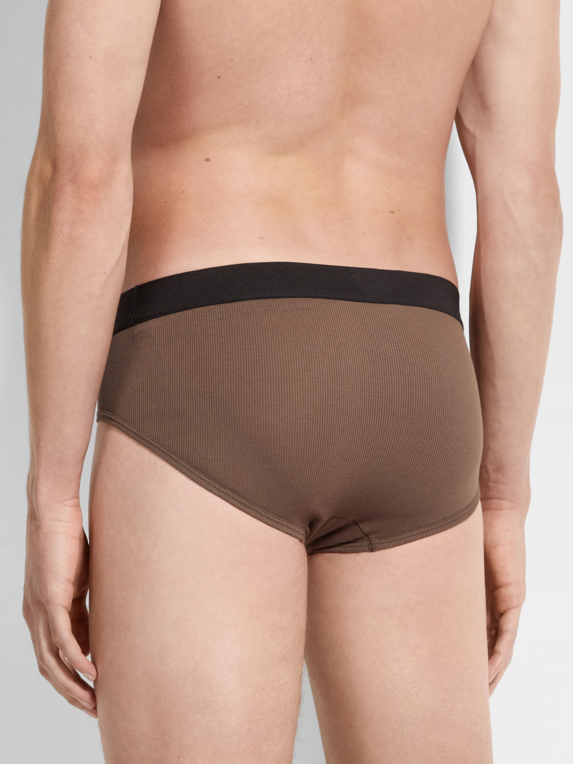 Brown Cotton and Modal Midi Briefs Product detail photo #2