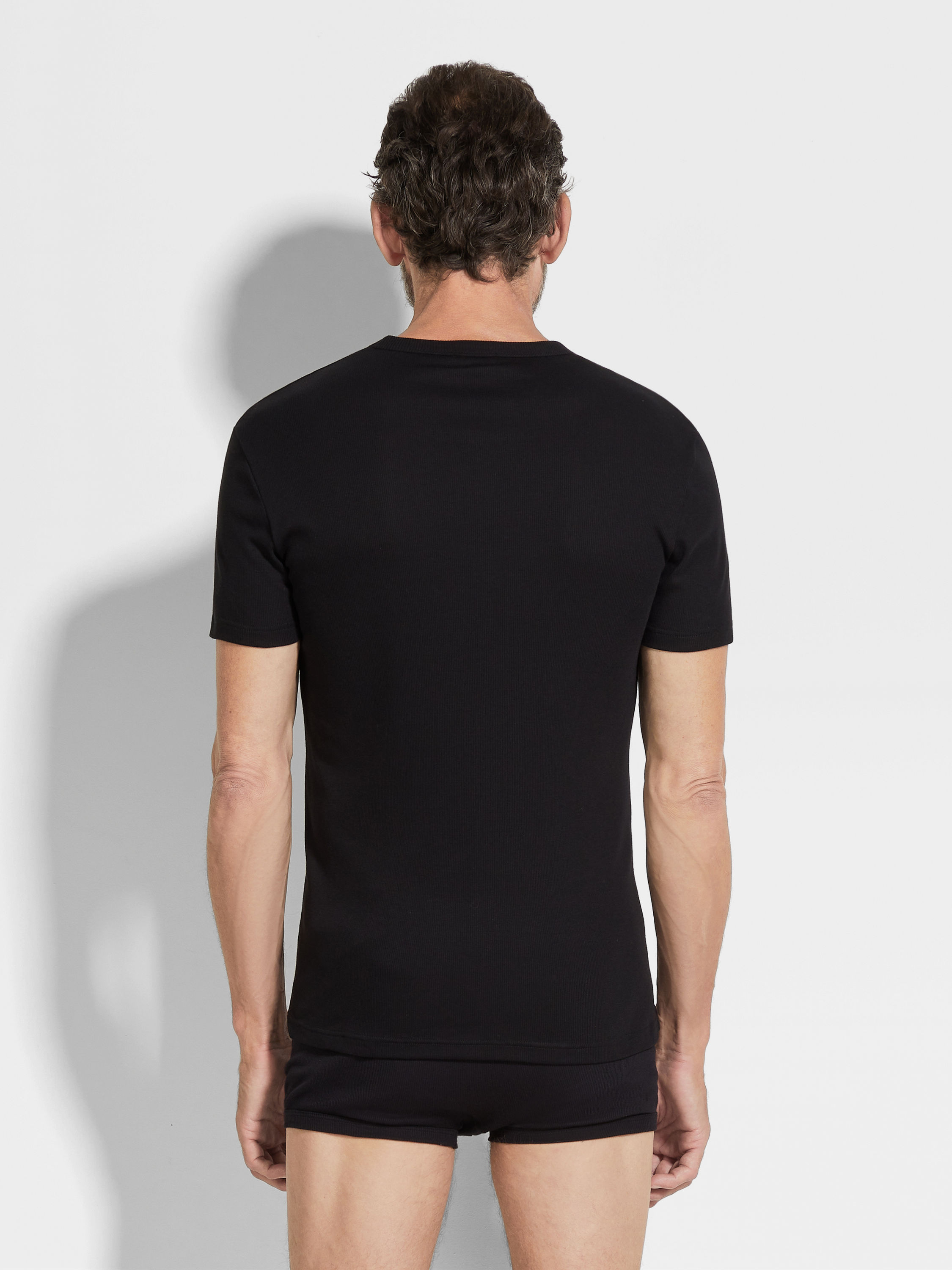 Black Cotton Blend T-shirt Product detail photo #3