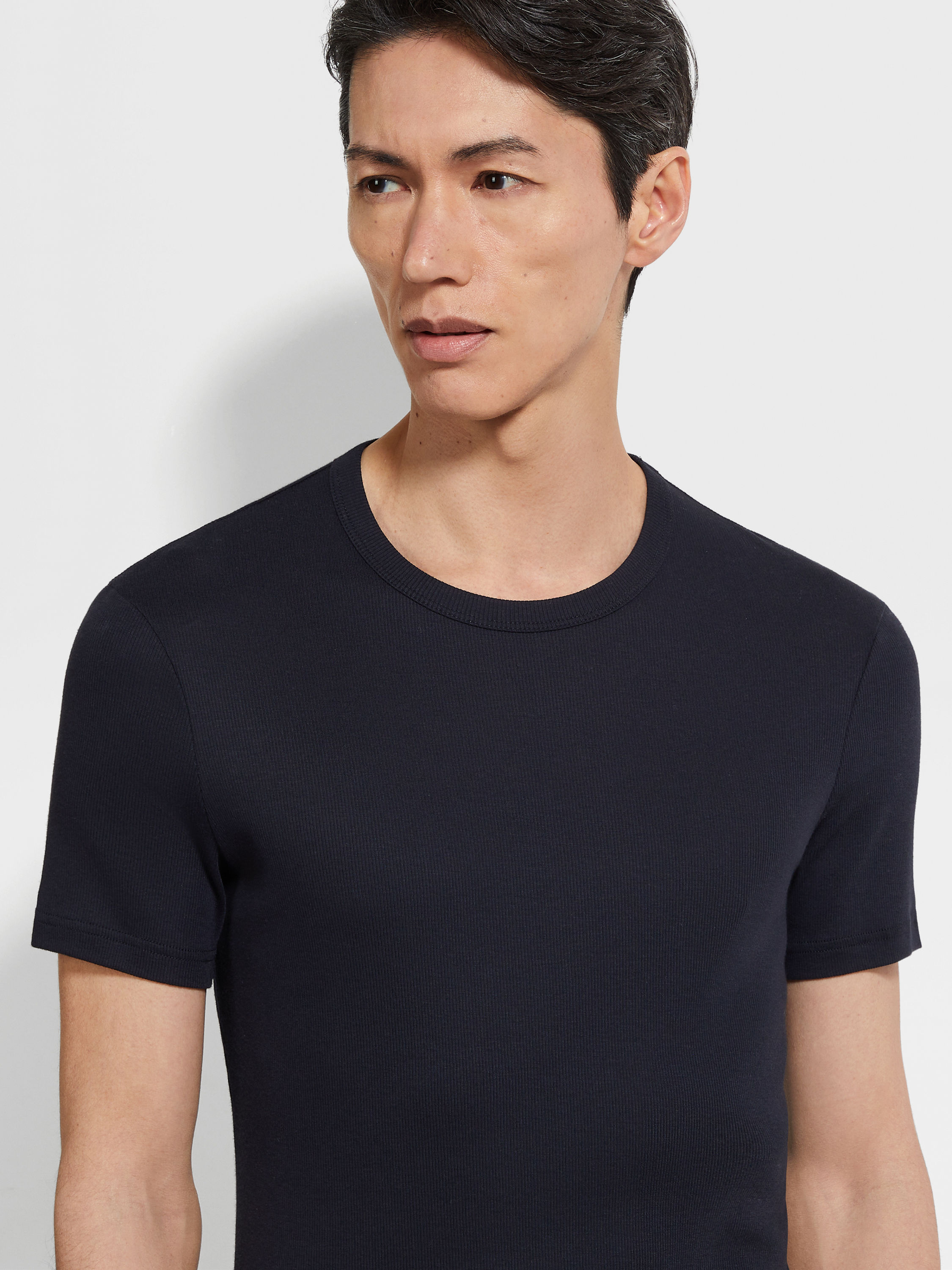 Black Cotton and Modal T-shirt Product detail photo #1