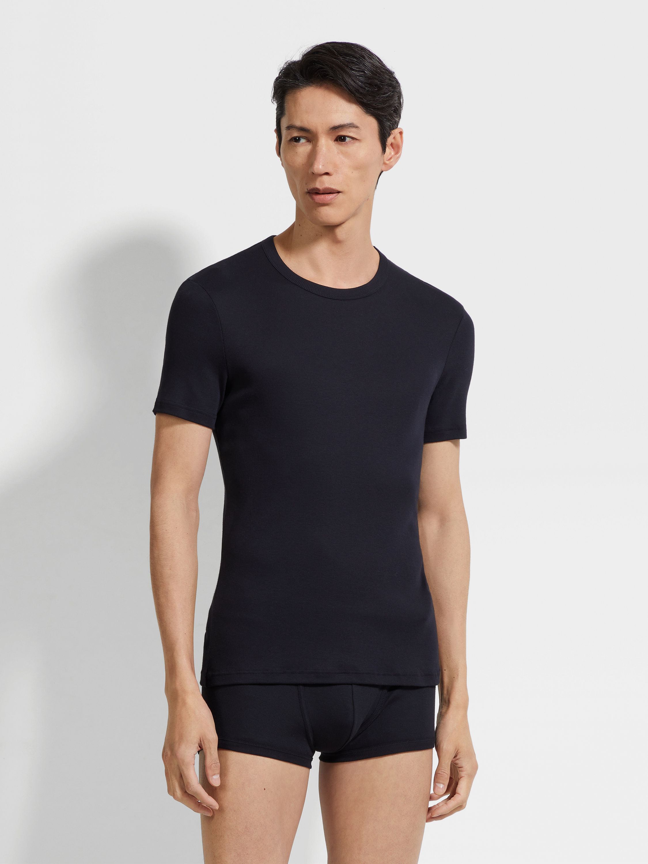 Black Cotton and Modal T-shirt Product detail photo #2