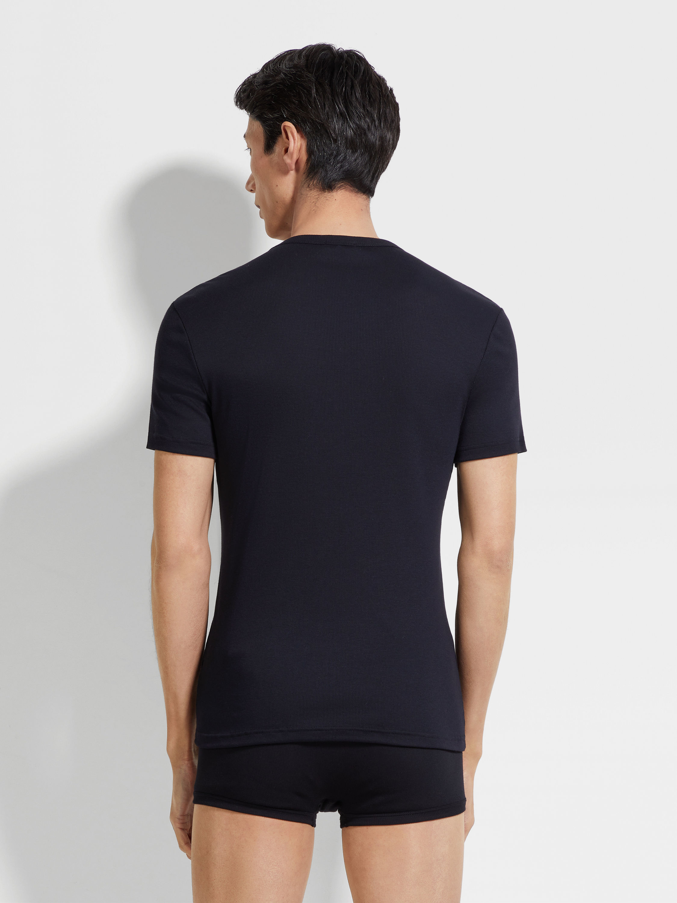 Black Cotton and Modal T-shirt Product detail photo #3