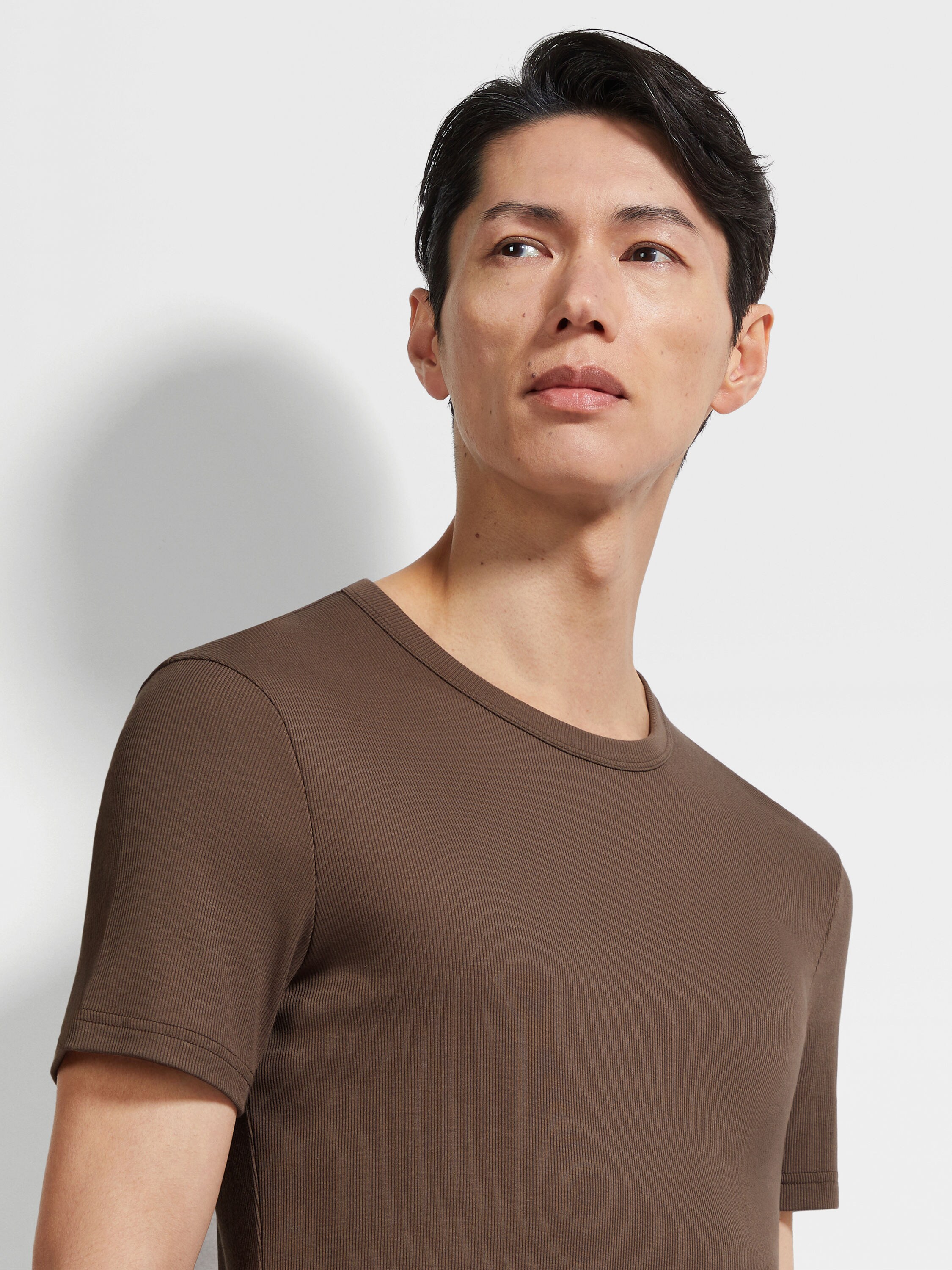 Brown Cotton and Modal T-shirt Product detail photo #1