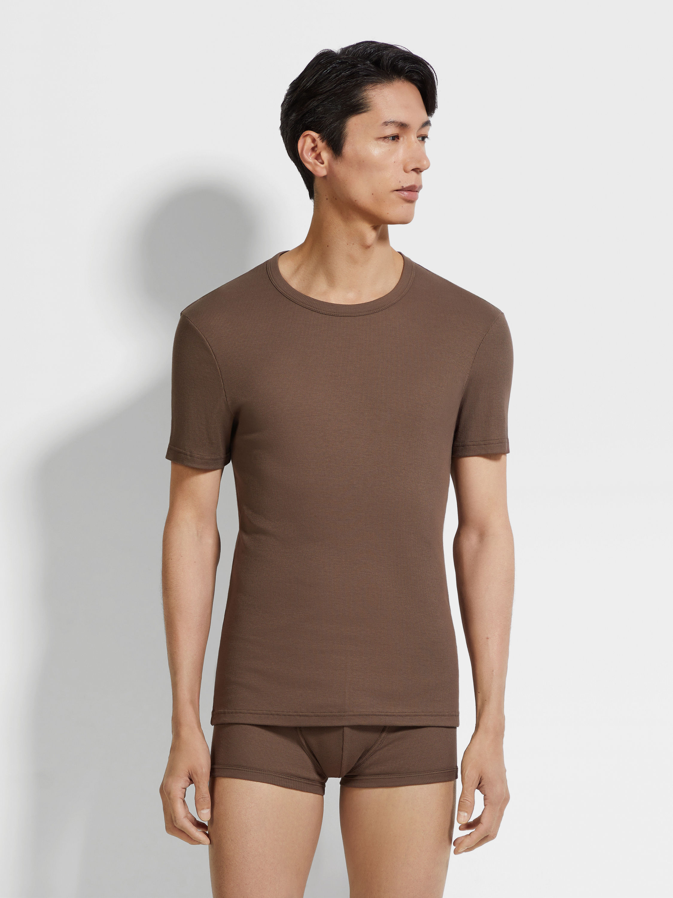 Brown Cotton and Modal T-shirt Product detail photo #2