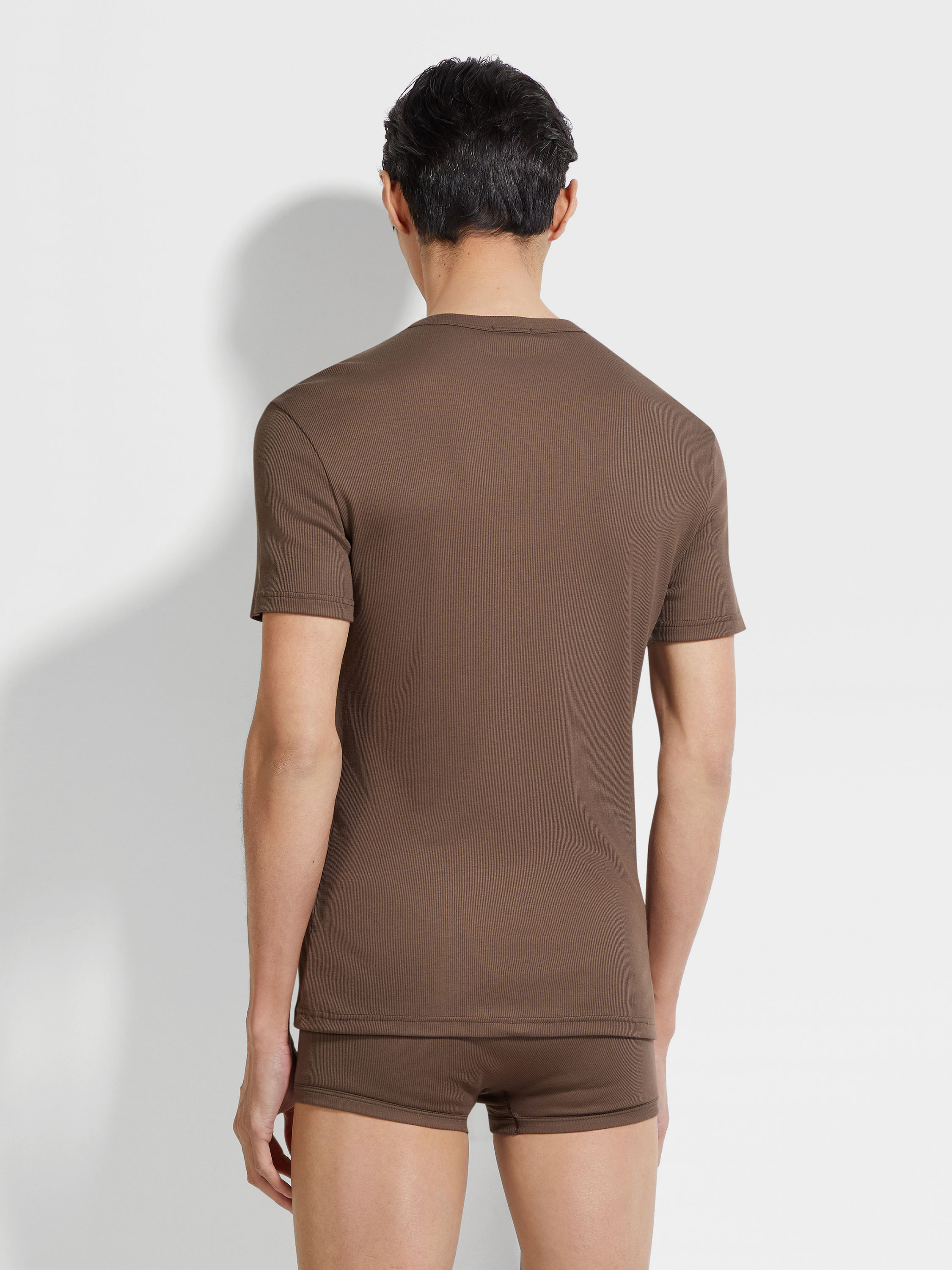 Brown Cotton and Modal T-shirt Product detail photo #3