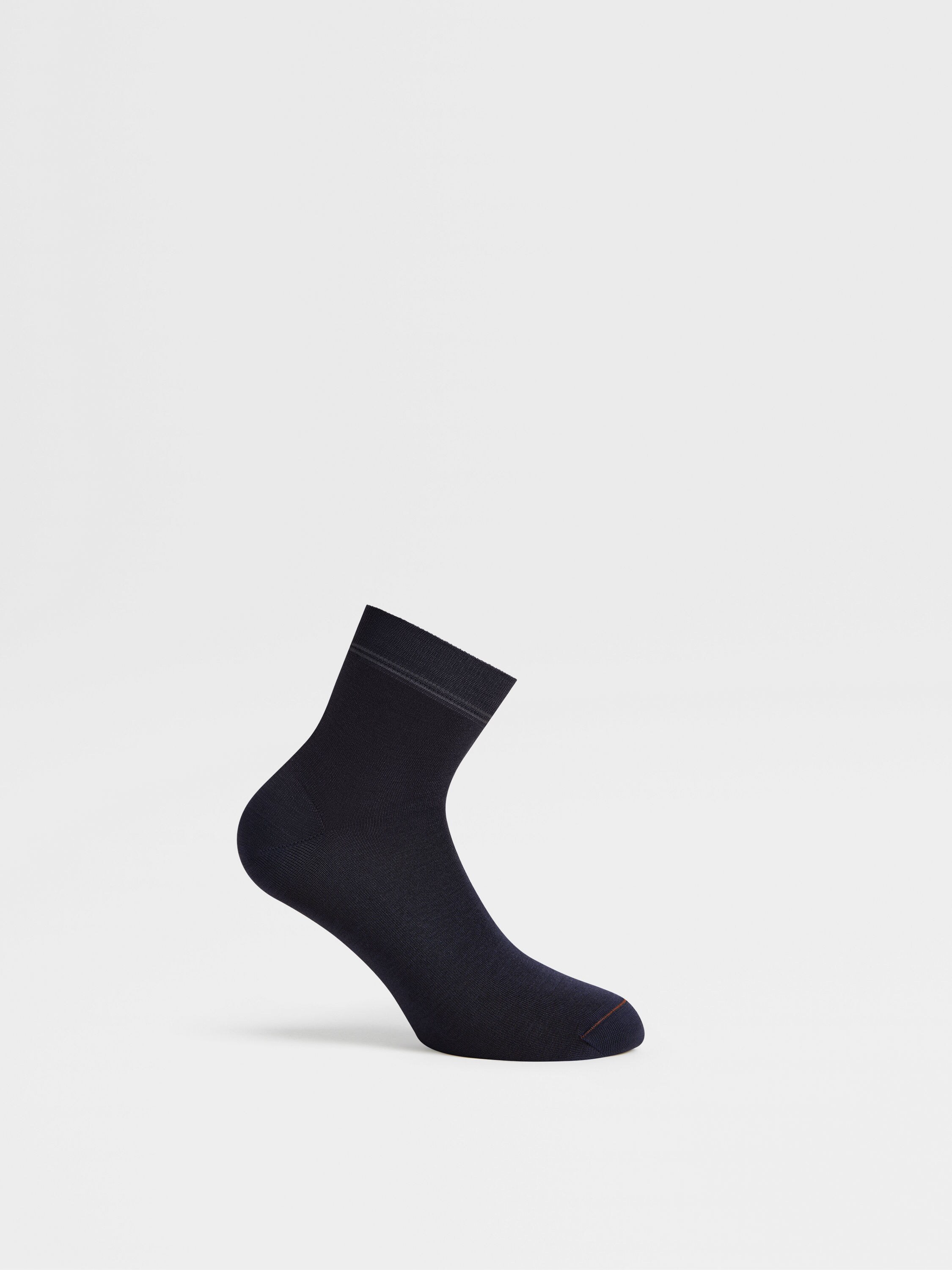 Navy Blue Cotton Blend Socks Product detail photo #2