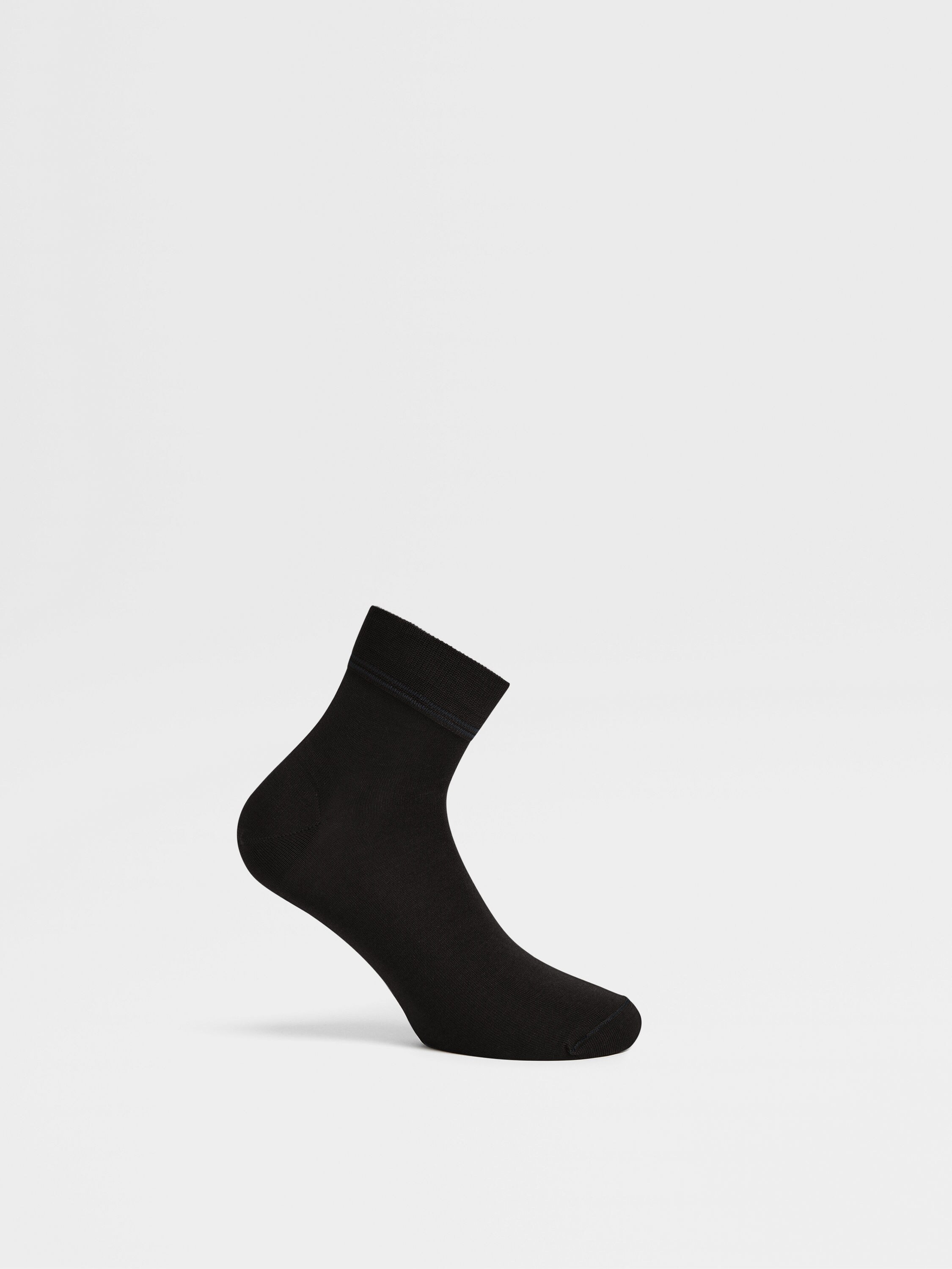Black Micro-jacquard Cotton Blend Socks Product detail photo #2