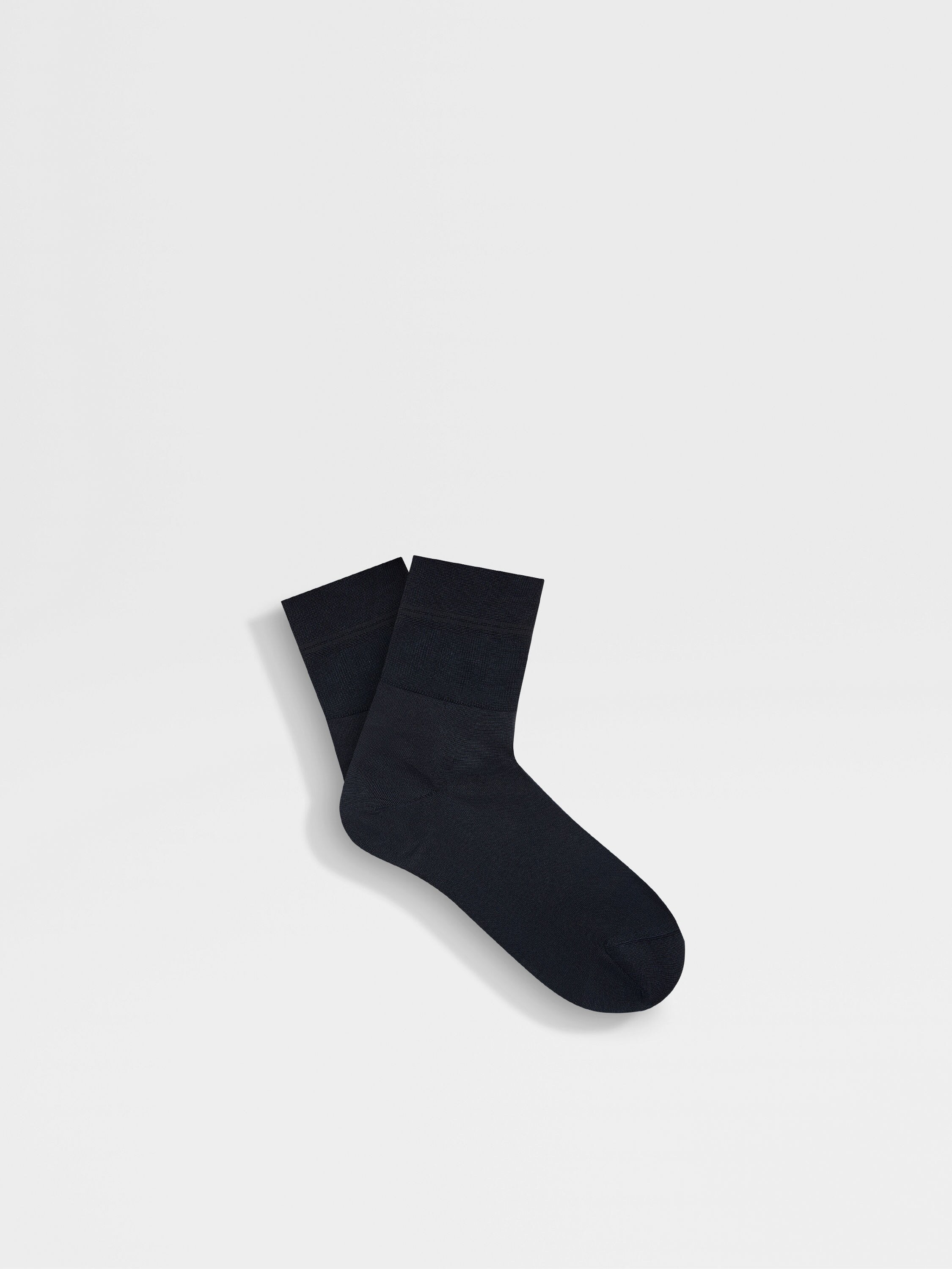 Navy Blue Mulberry Silk Blend Socks Main product photo