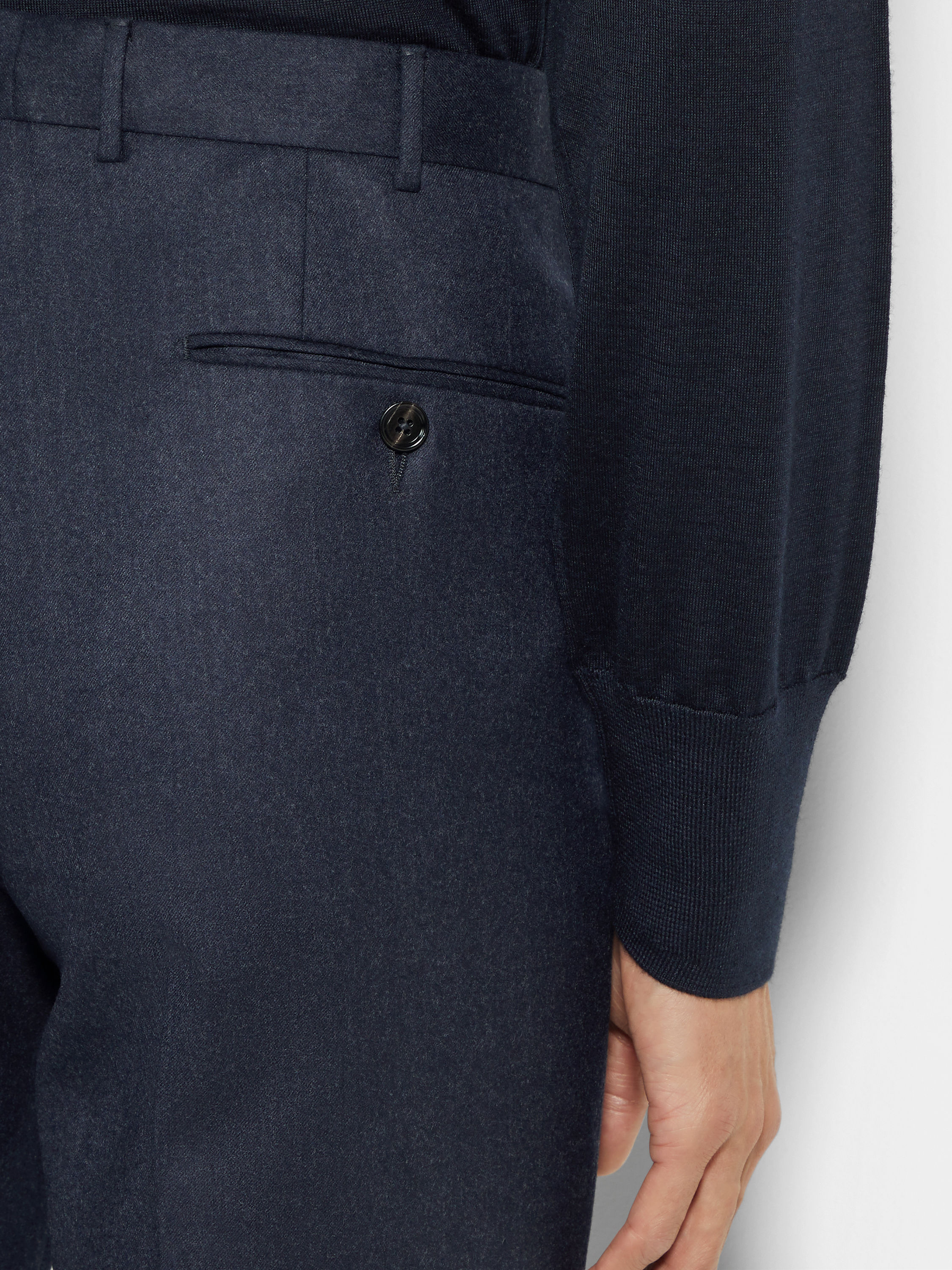 午夜蓝羊毛长裤 产品细节图 #1