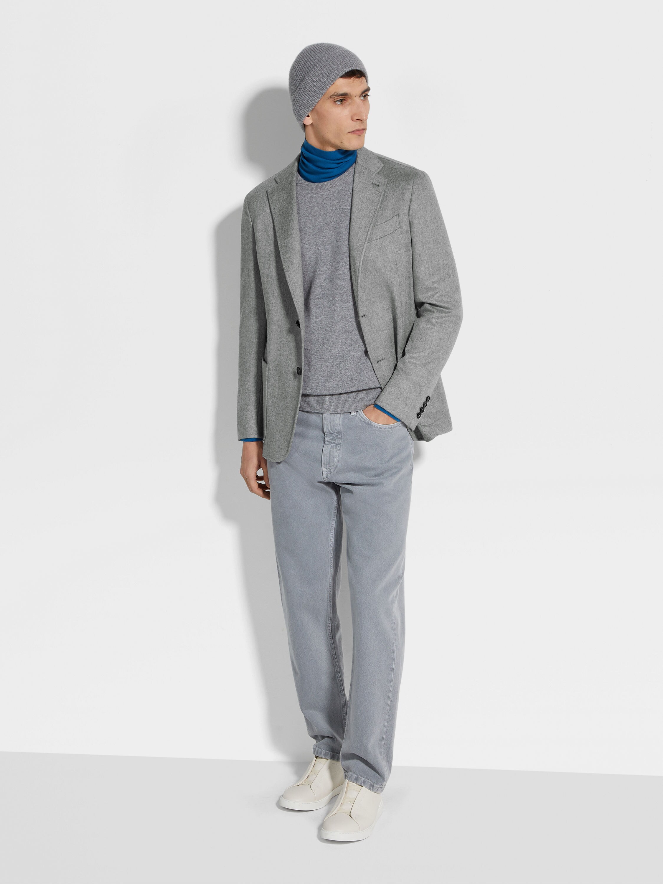 Grey Mélange Oasi Cashmere Jacket Product detail photo #1