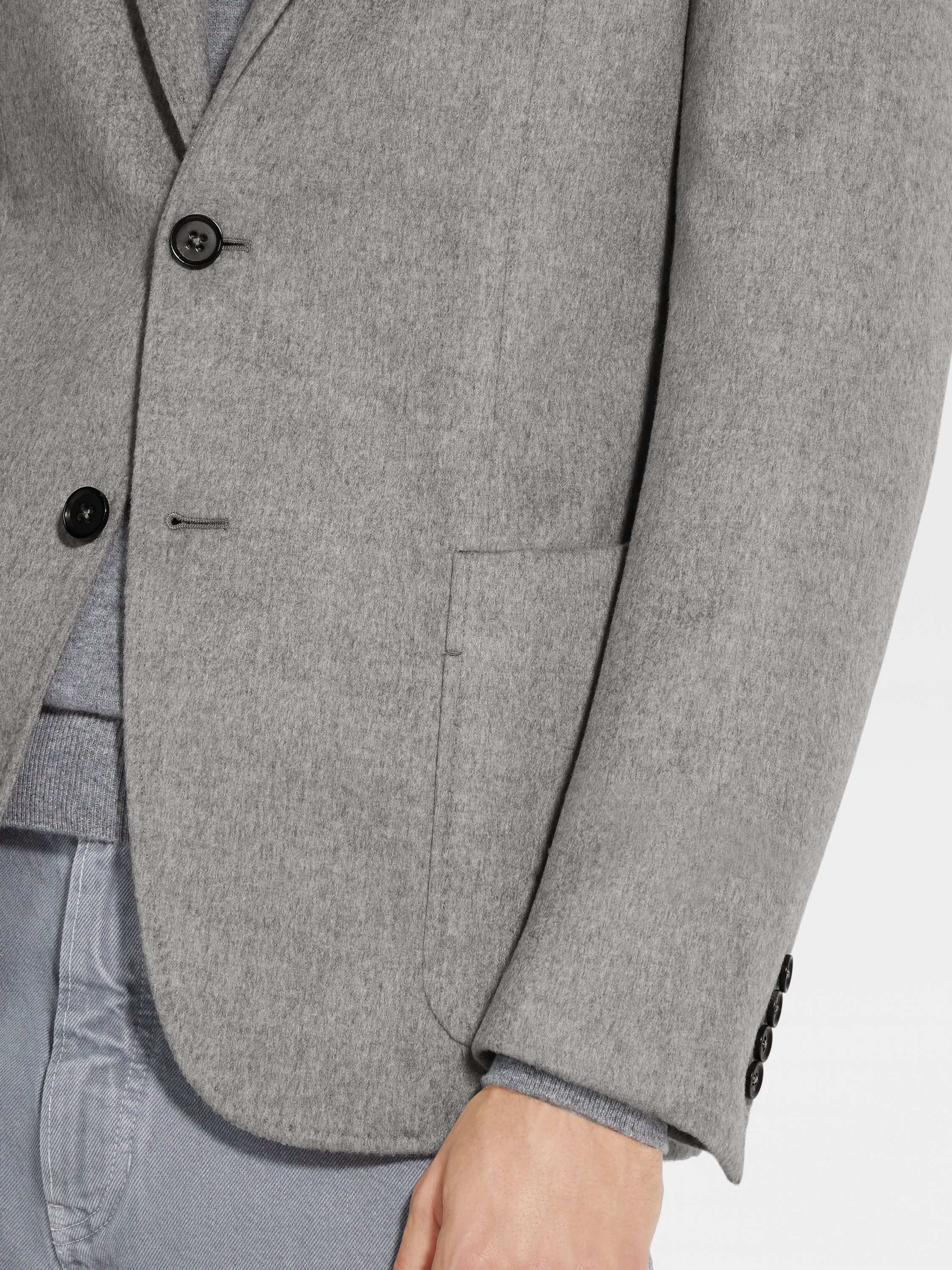 Grey Mélange Oasi Cashmere Jacket Product detail photo #2