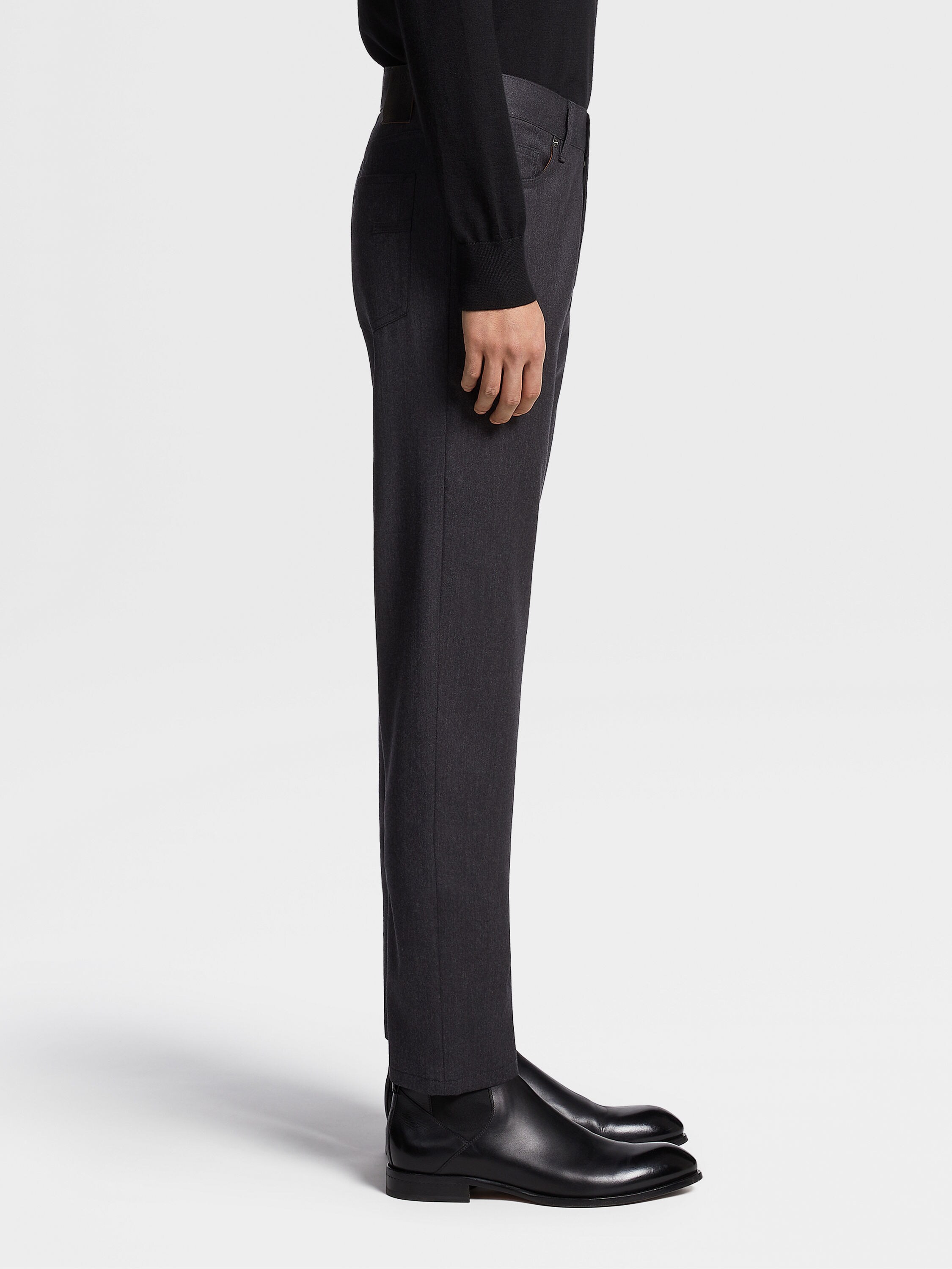 深灰色石洗羊毛牛仔裤 產品細節圖 #3