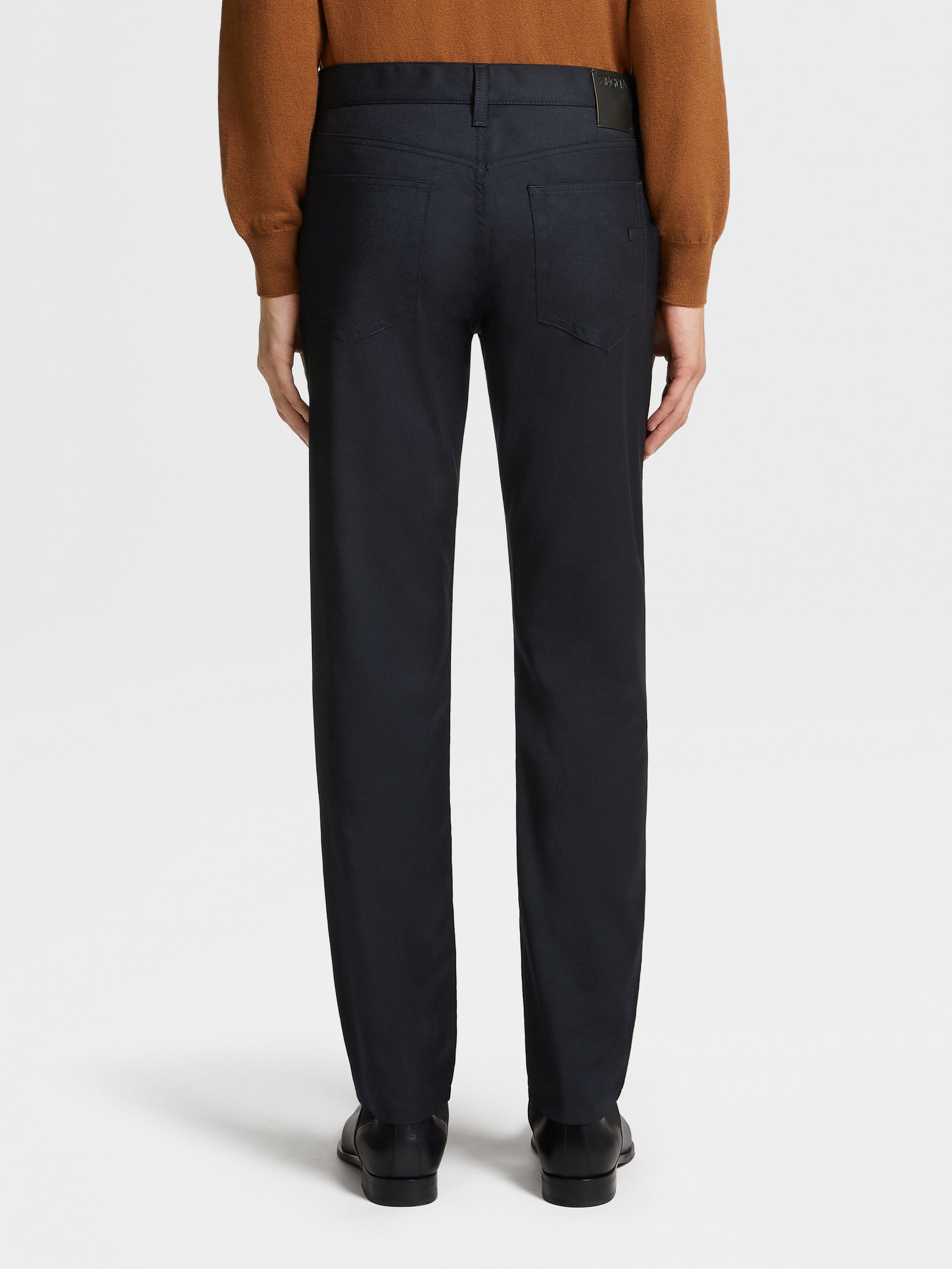 深蓝色石洗羊毛牛仔裤 產品細節圖 #2