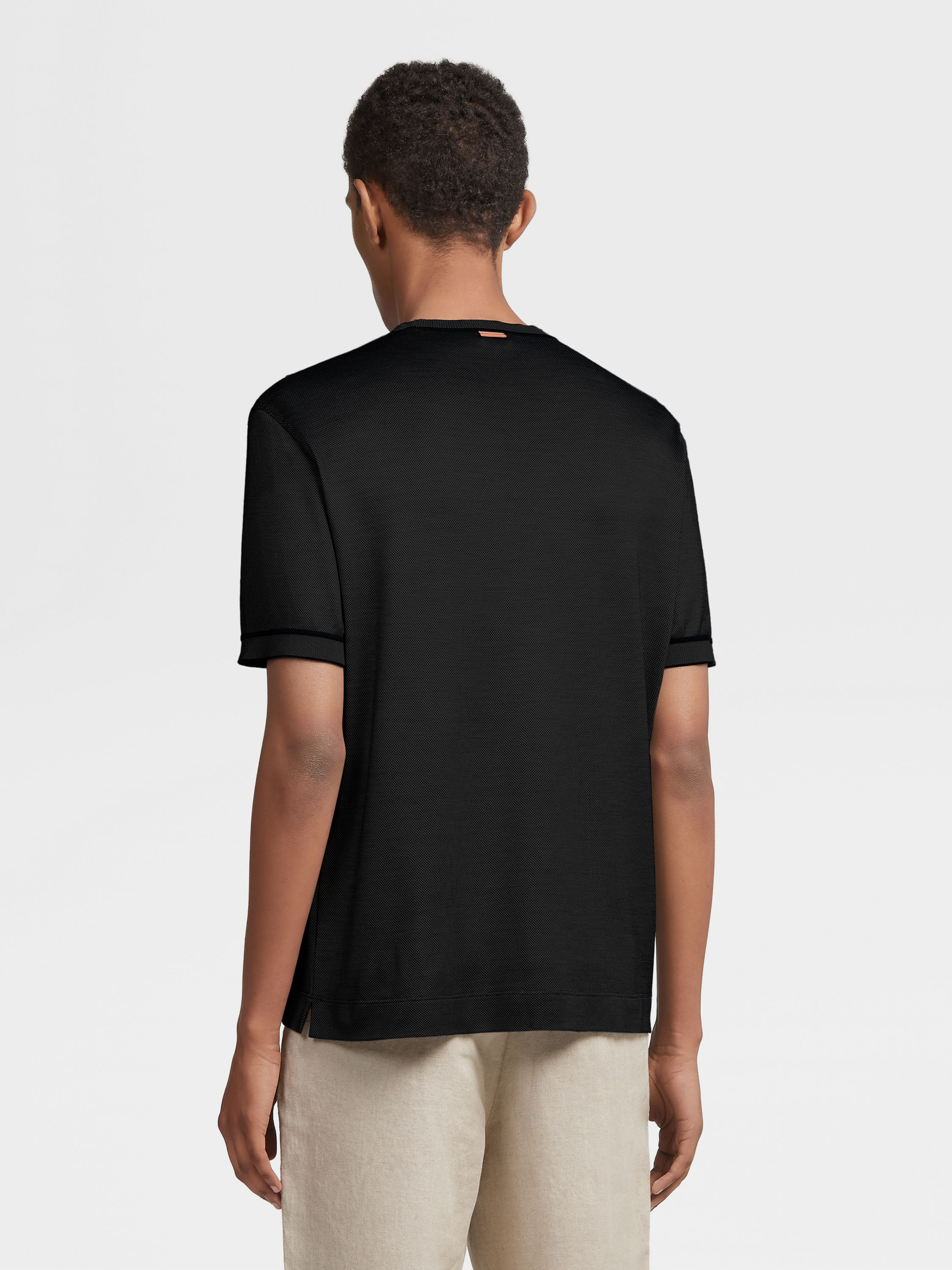 Black Zegna Silk T-shirt Product detail photo #2