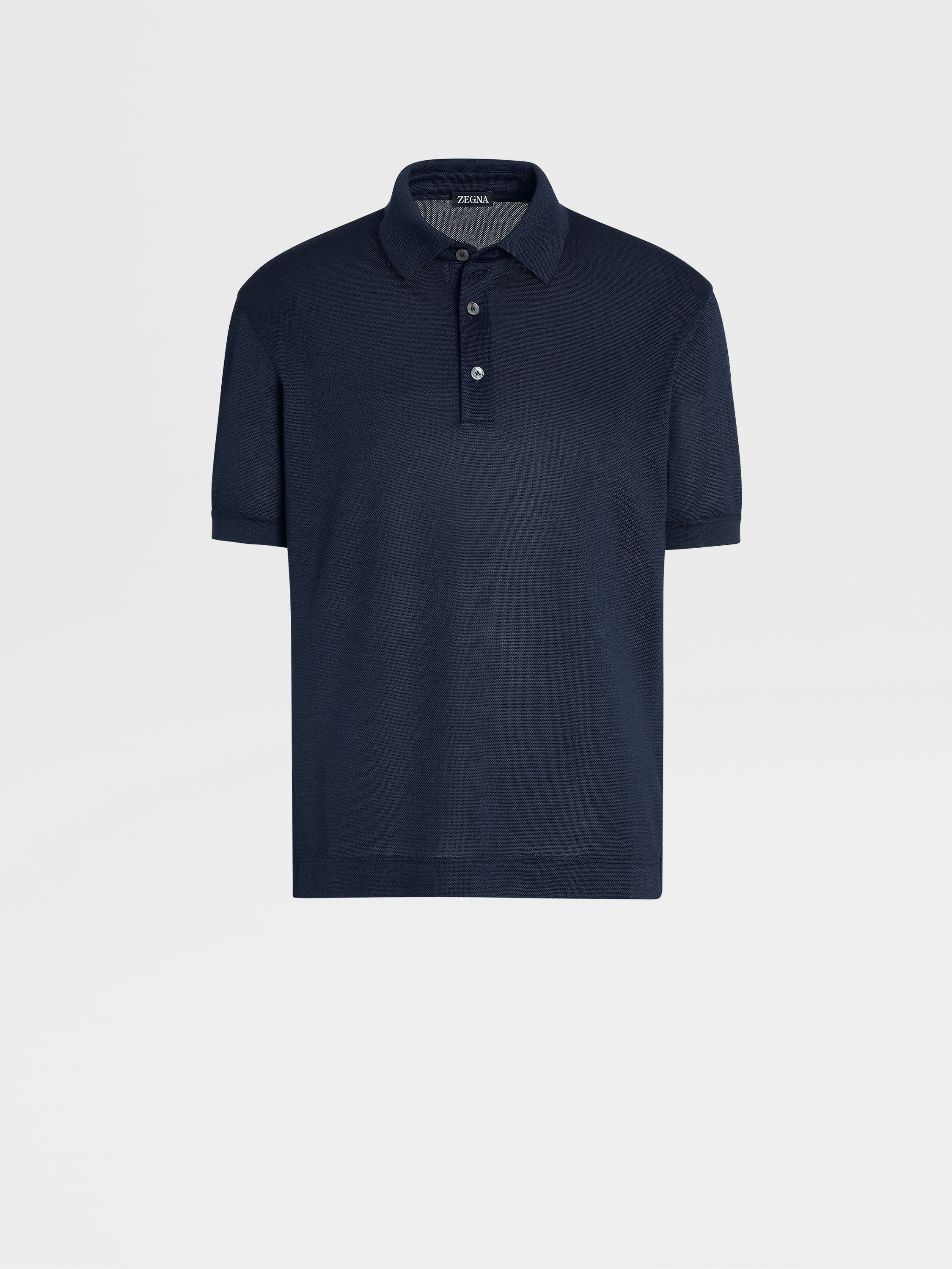 Dark Blue Zegna Silk Polo Shirt Main product photo