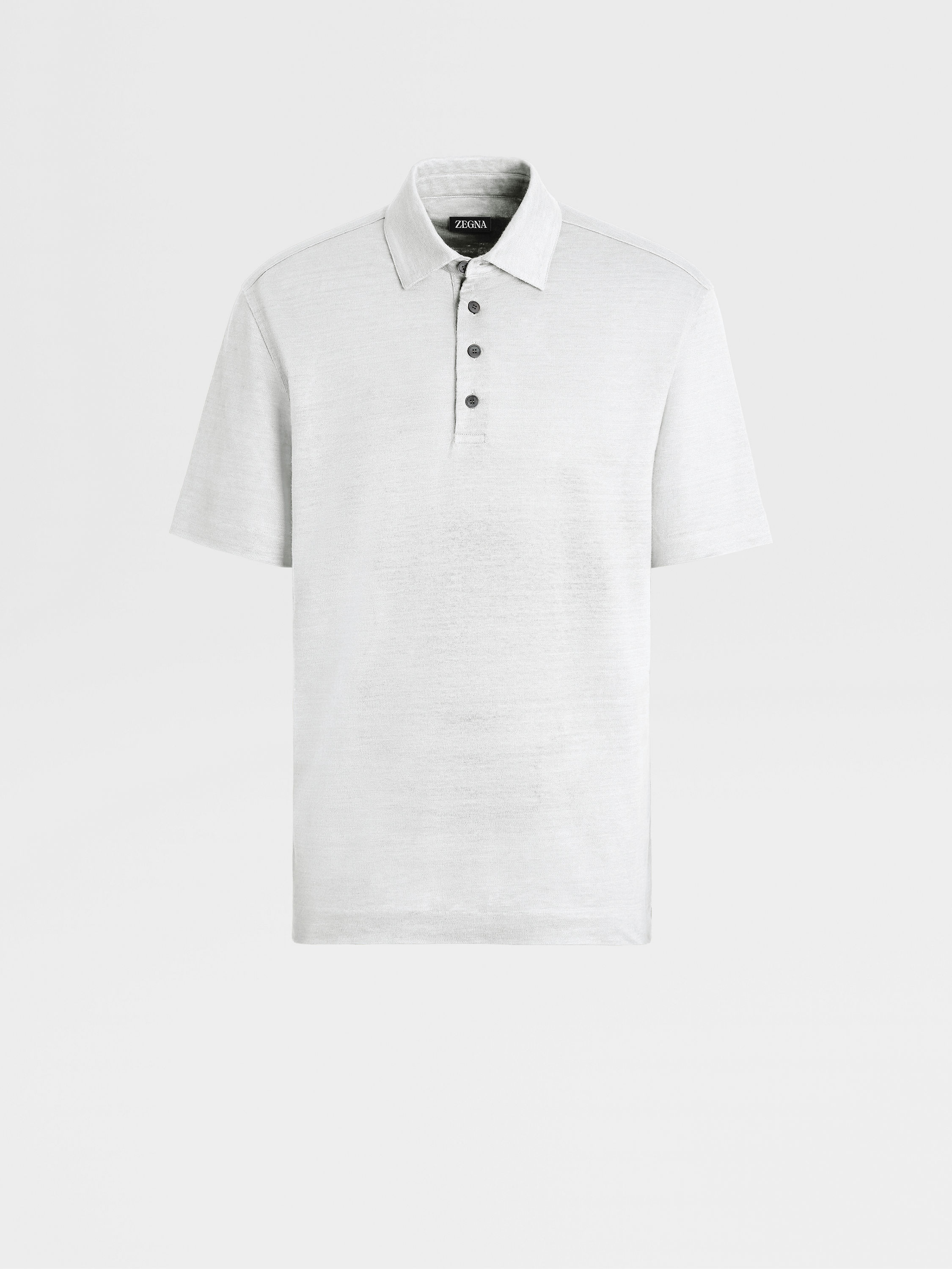 白色纯亚麻短袖 Polo 衫 產品主圖