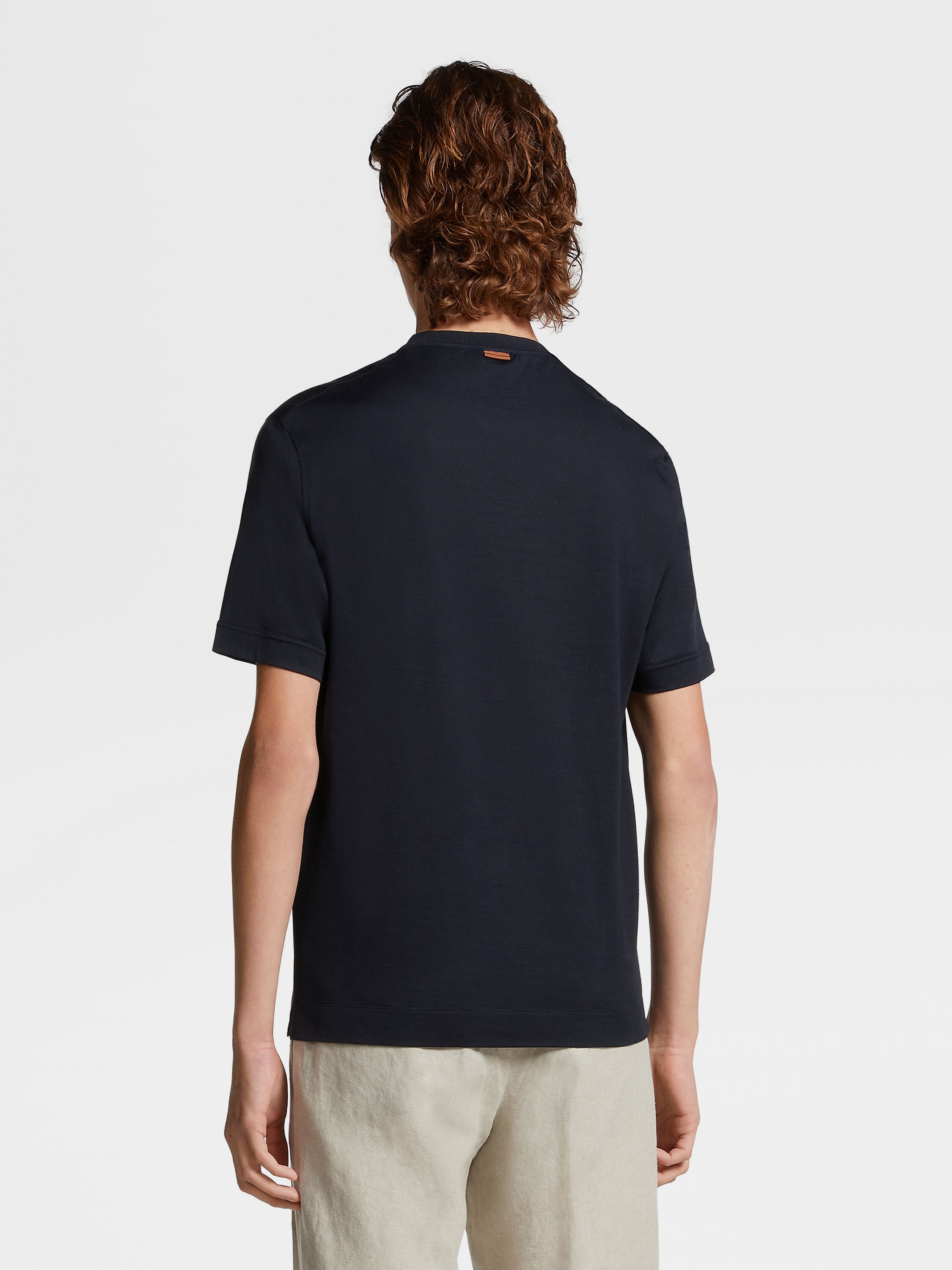 海军蓝 Leggerissimo 棉质及桑蚕丝 T 恤 產品細節圖 #2