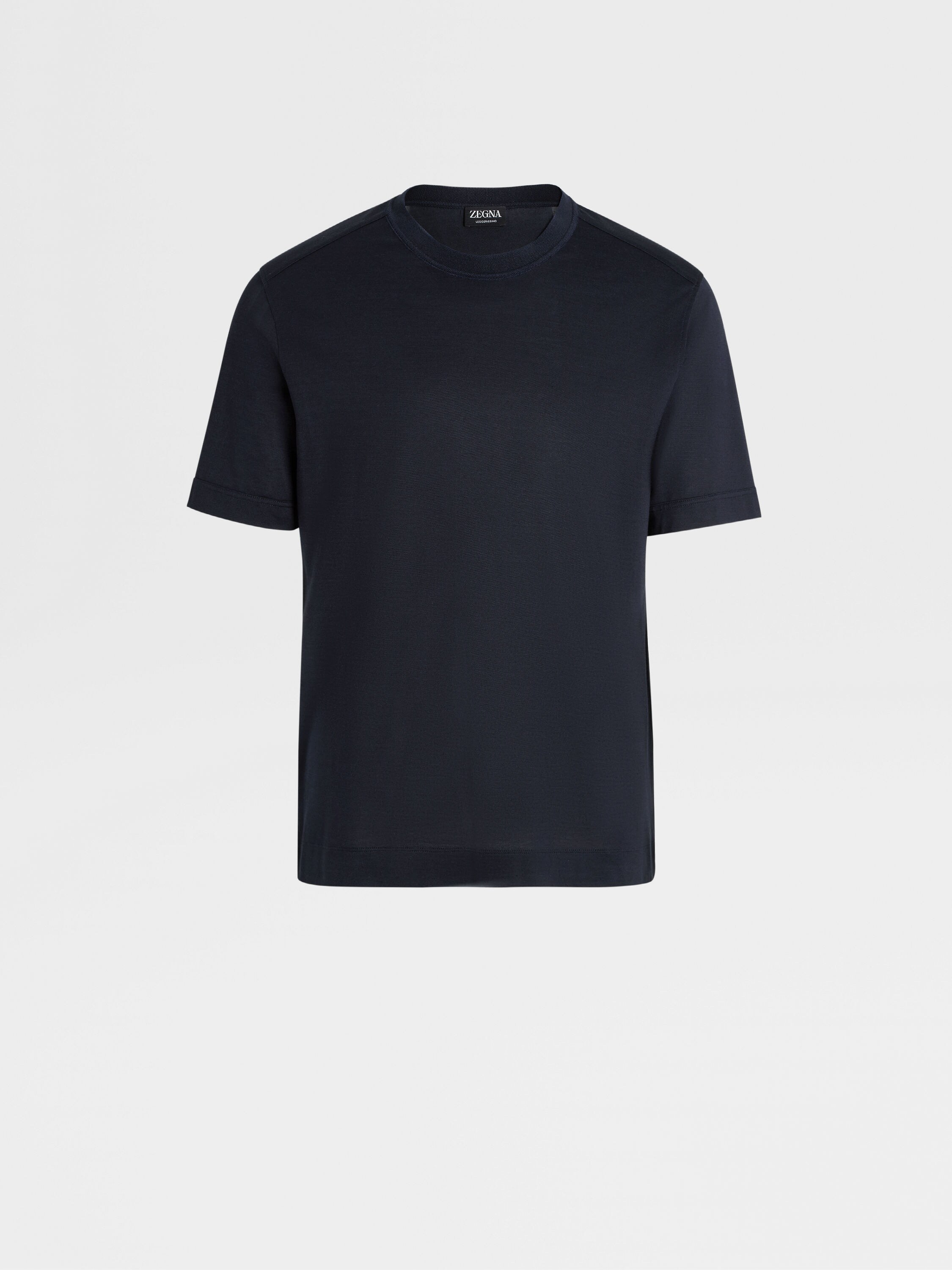 Navy Blue Leggerissimo Cotton and Silk T-shirt