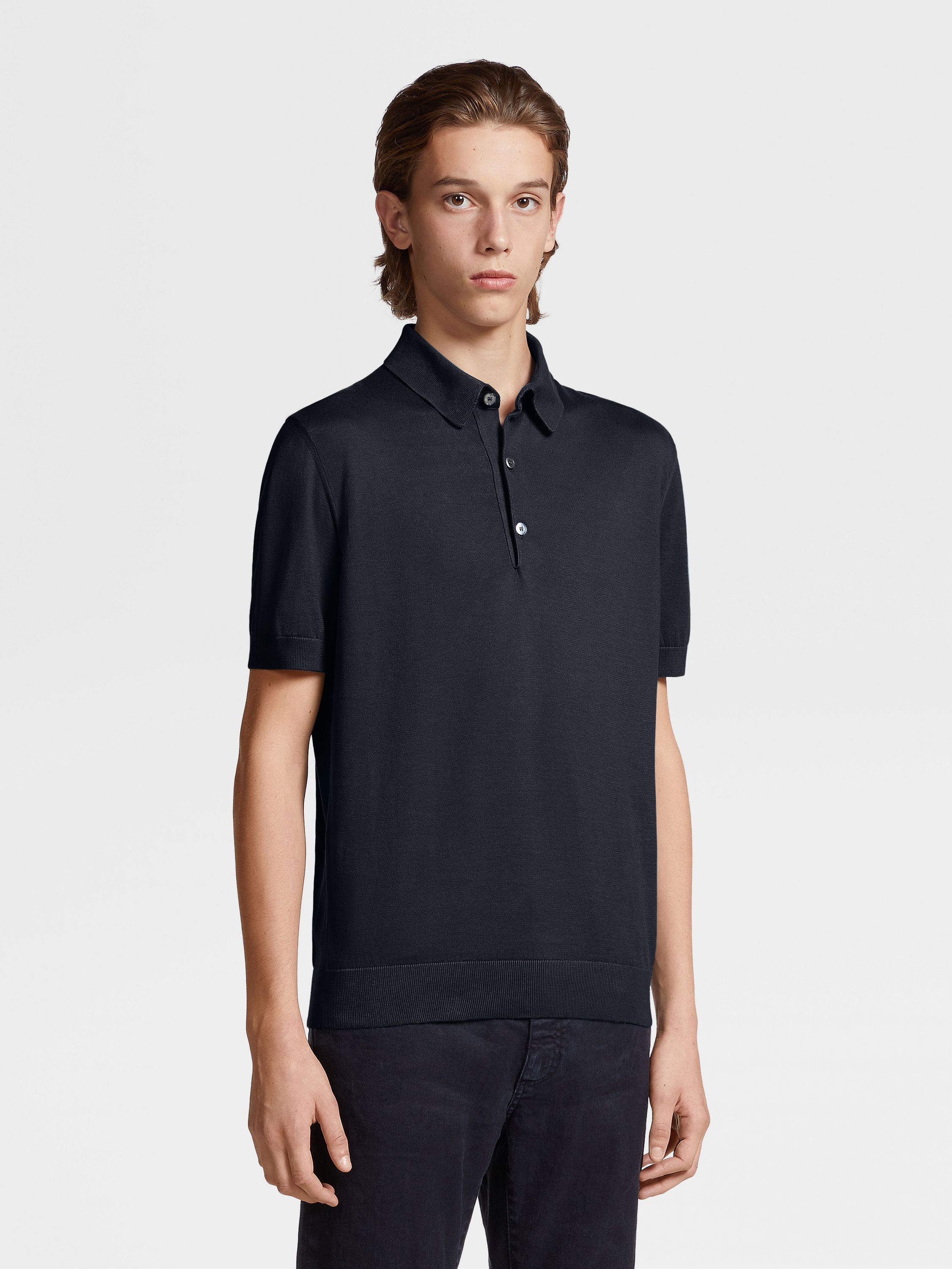 海军蓝 Premium Cotton Polo 衫 产品细节图 #1