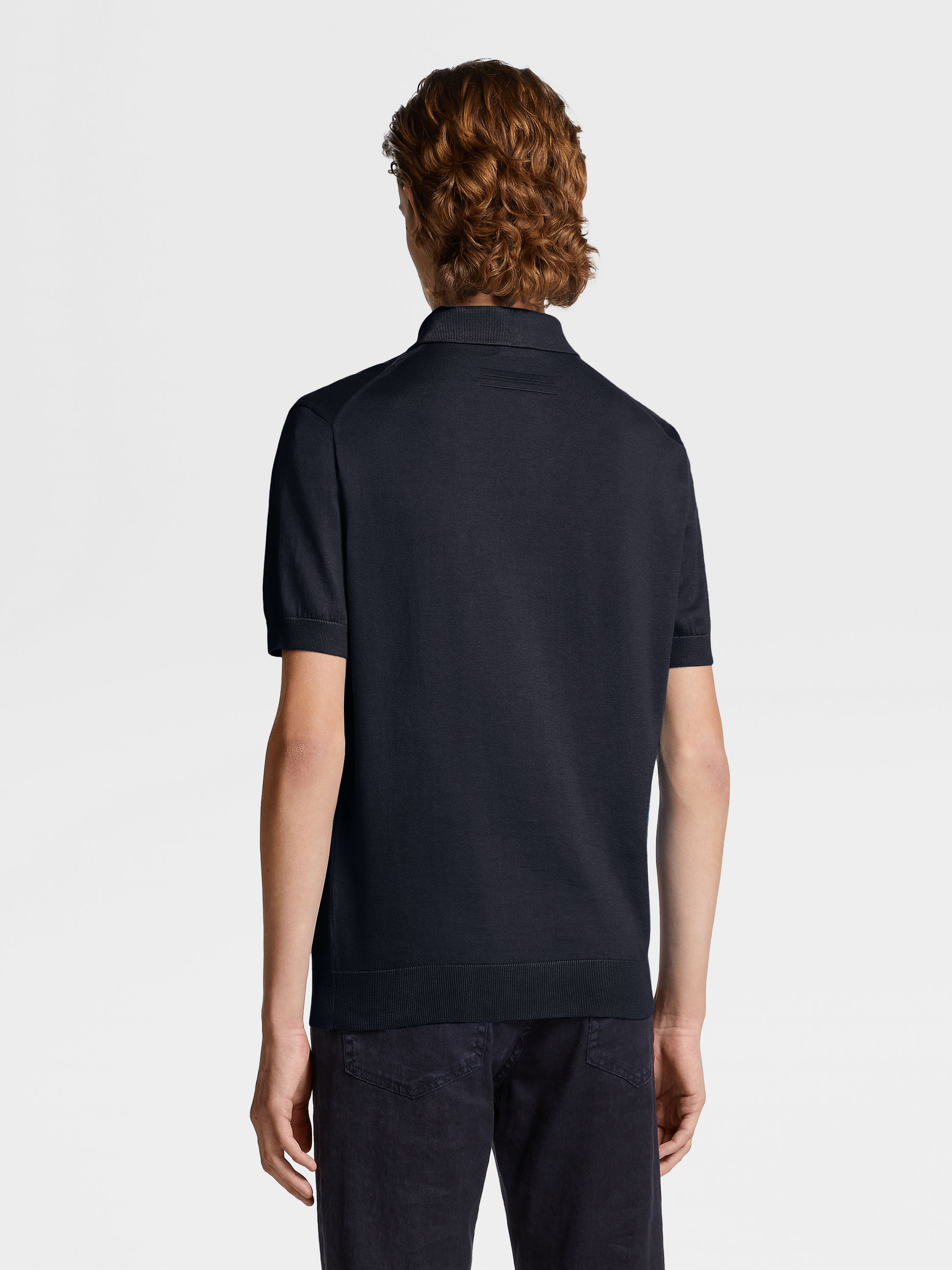 海军蓝 Premium Cotton Polo 衫 产品细节图 #2