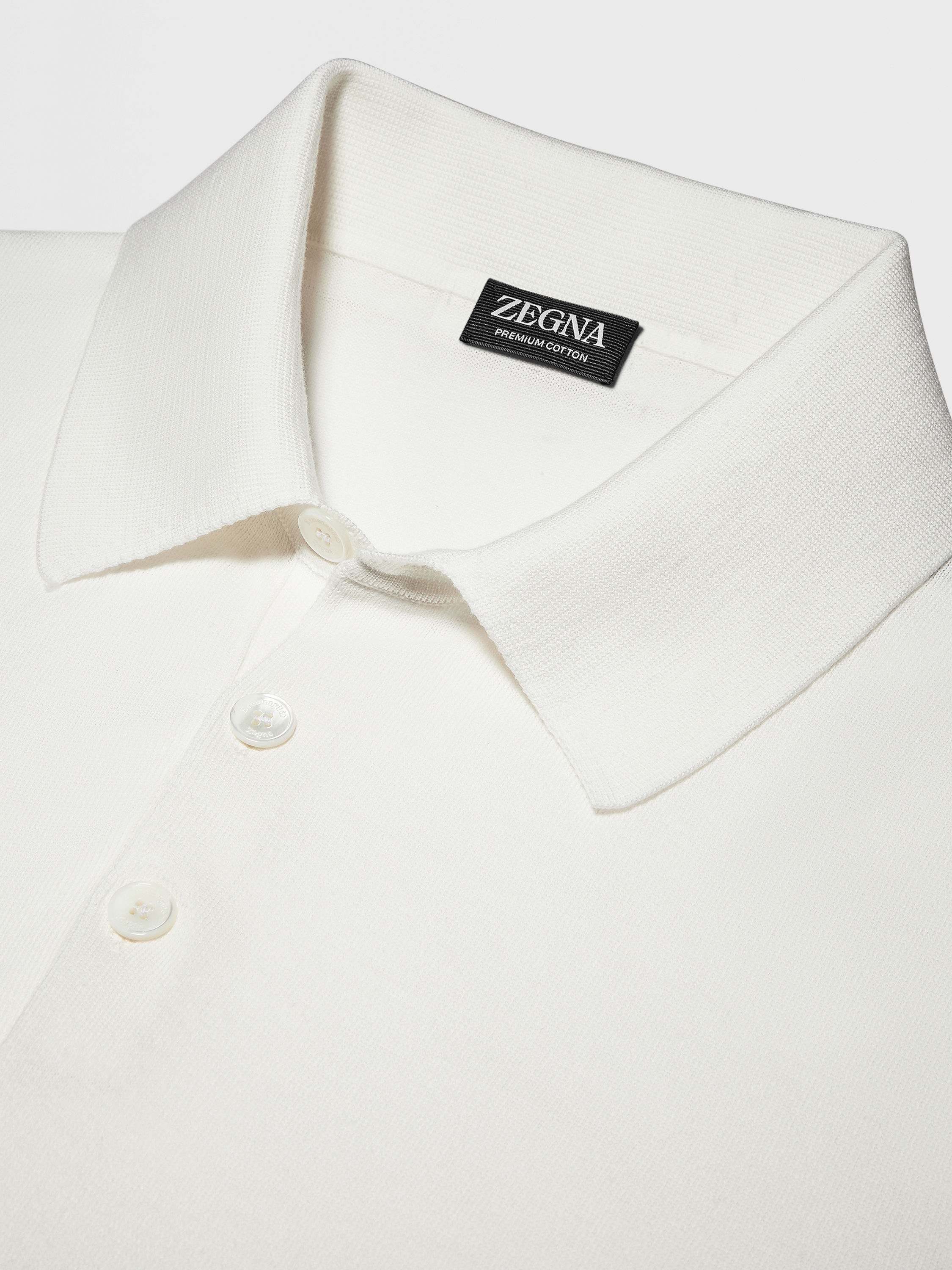 白色 Premium Cotton Polo 衫 产品细节图 #3