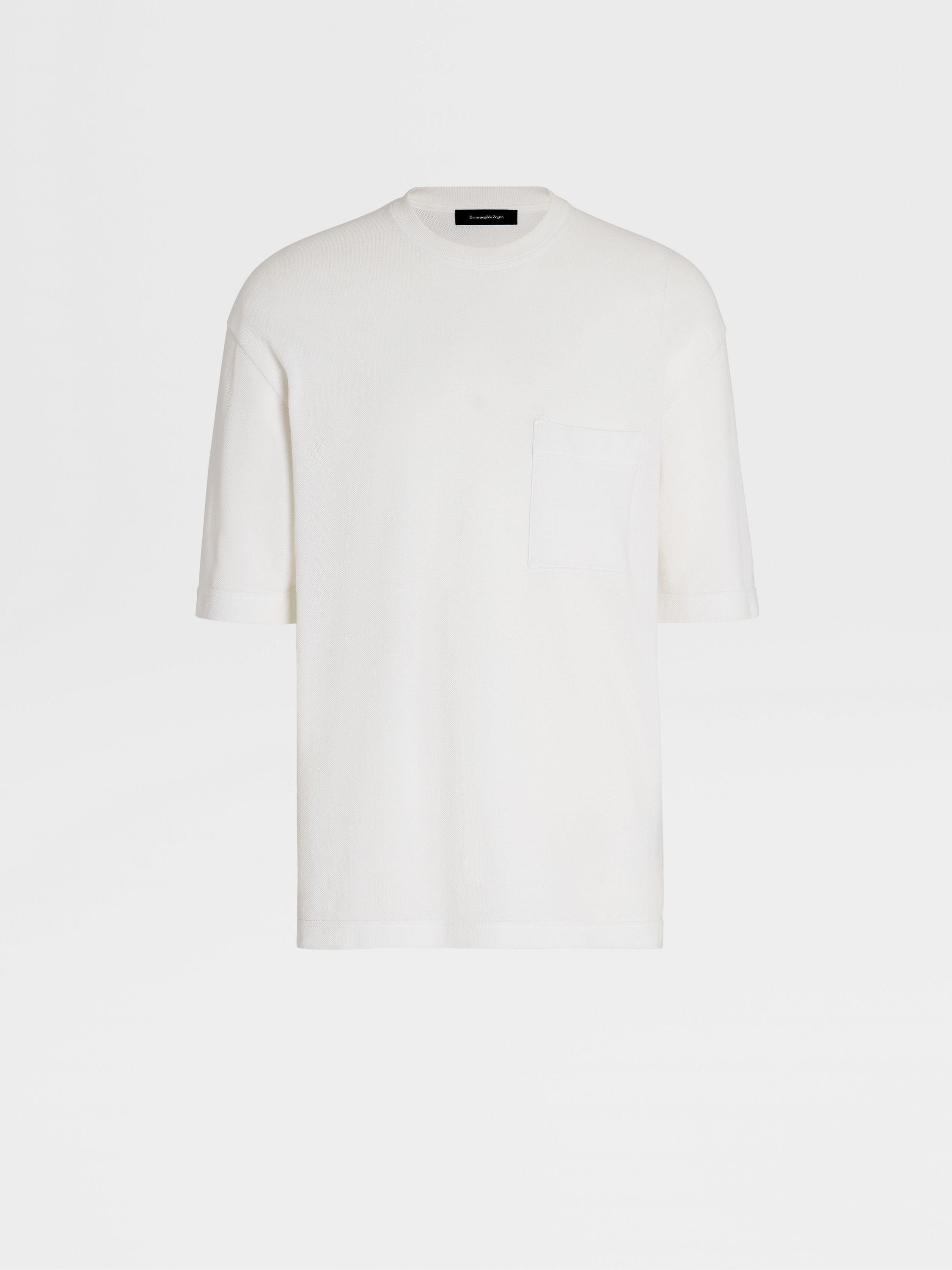White Pure Cotton Knit Short-sleeve T-shirt