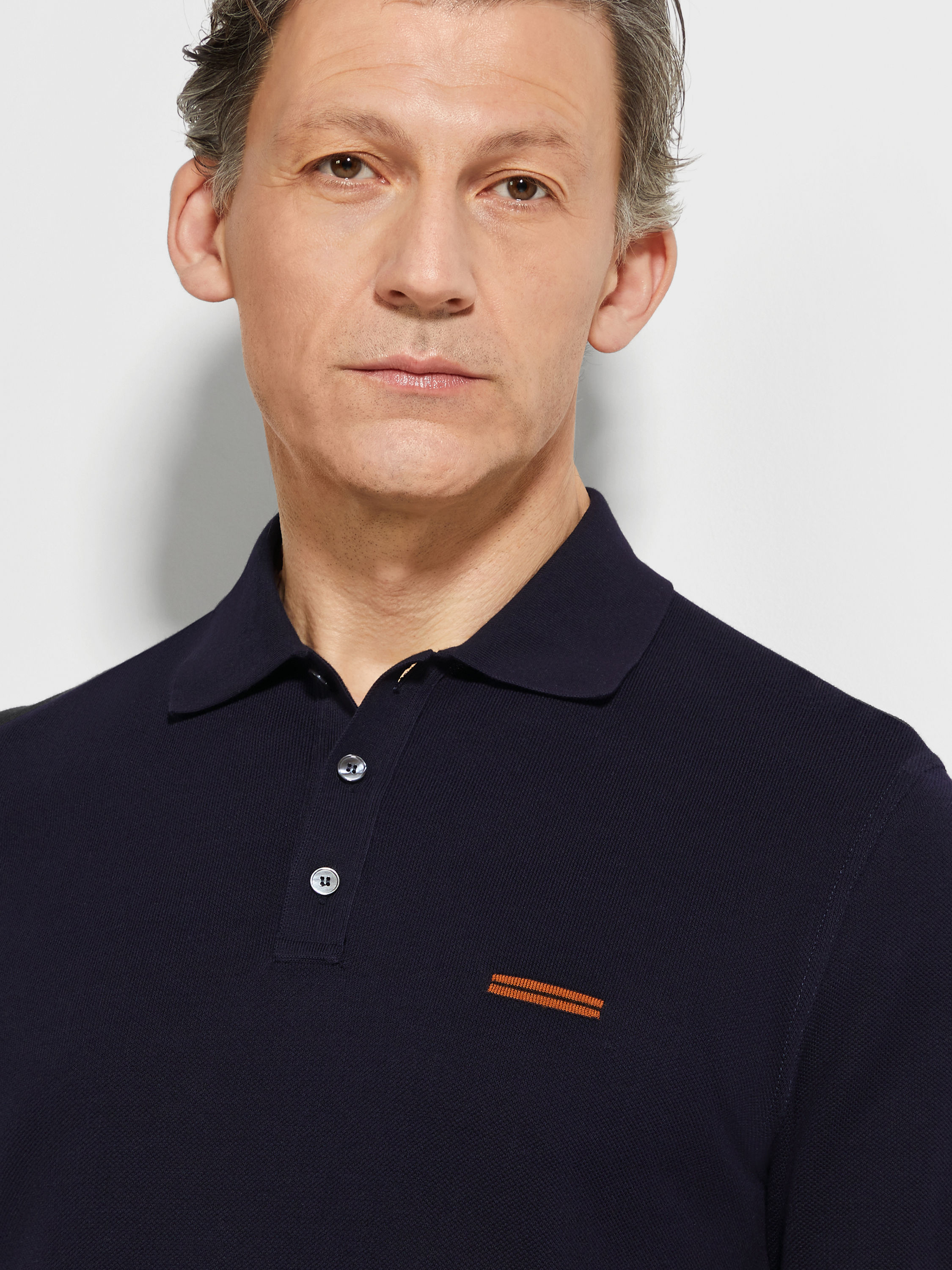 Navy Blue Cotton Polo Shirt Product detail photo #1