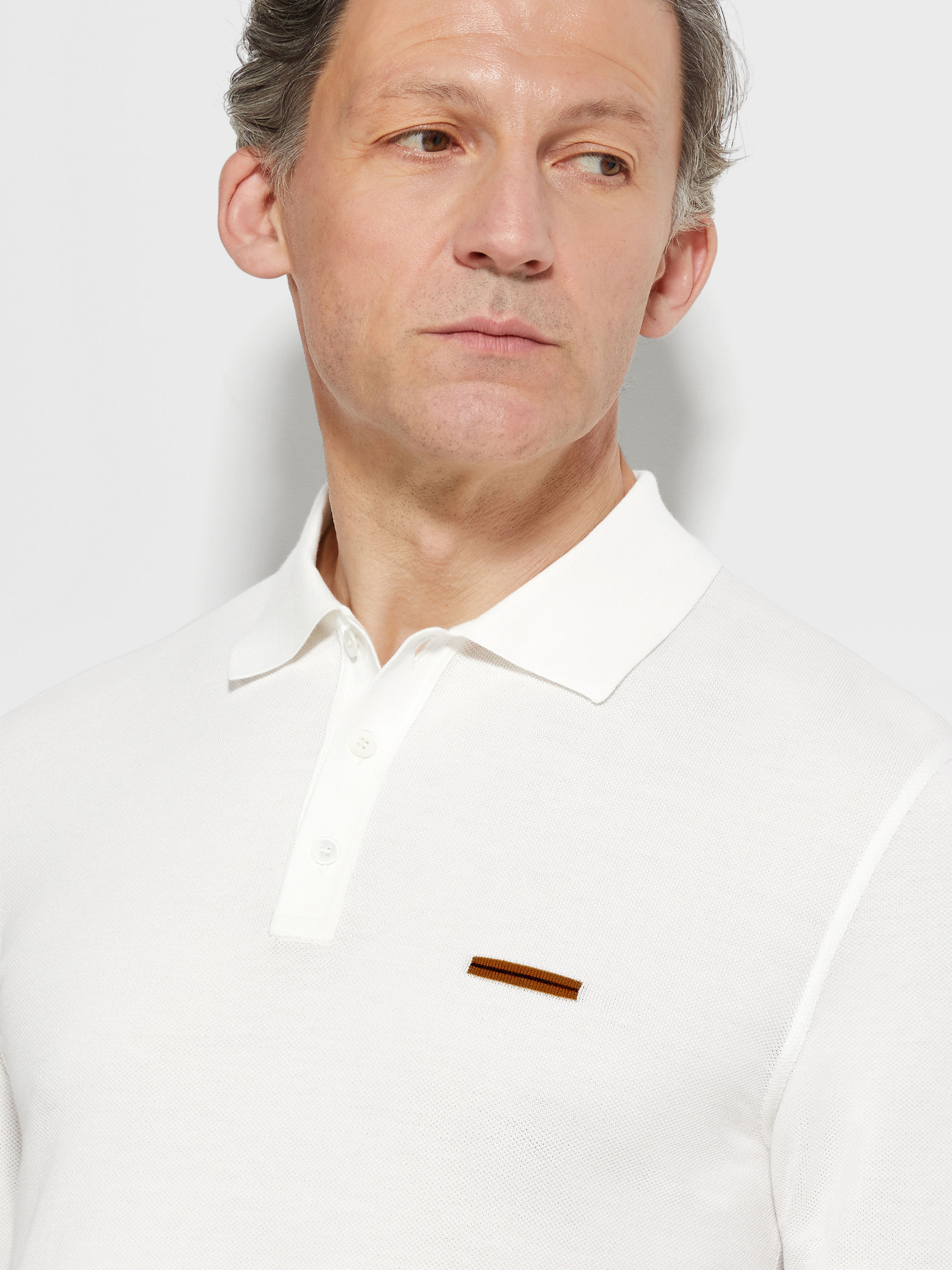 Optical White Cotton Polo Shirt Product detail photo #1