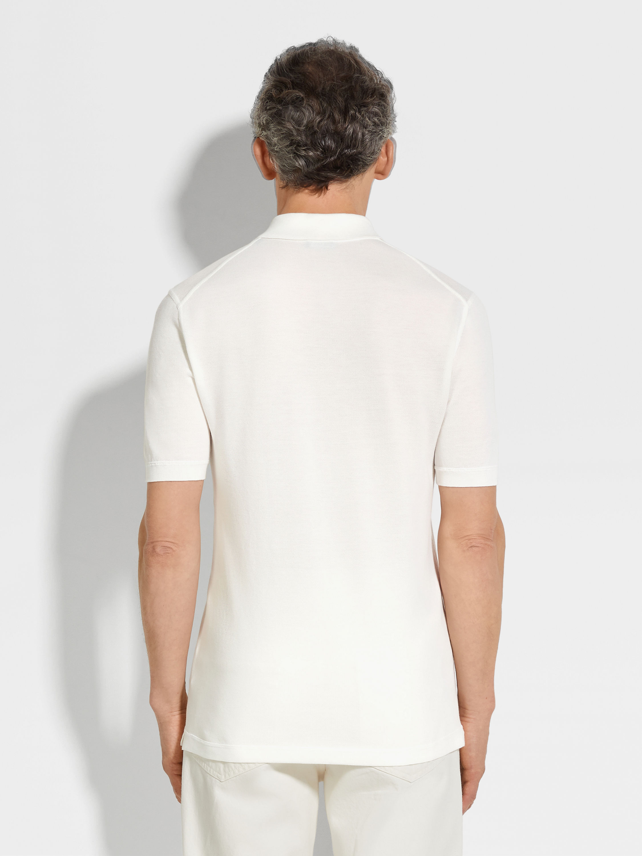 Optical White Cotton Polo Shirt Product detail photo #4