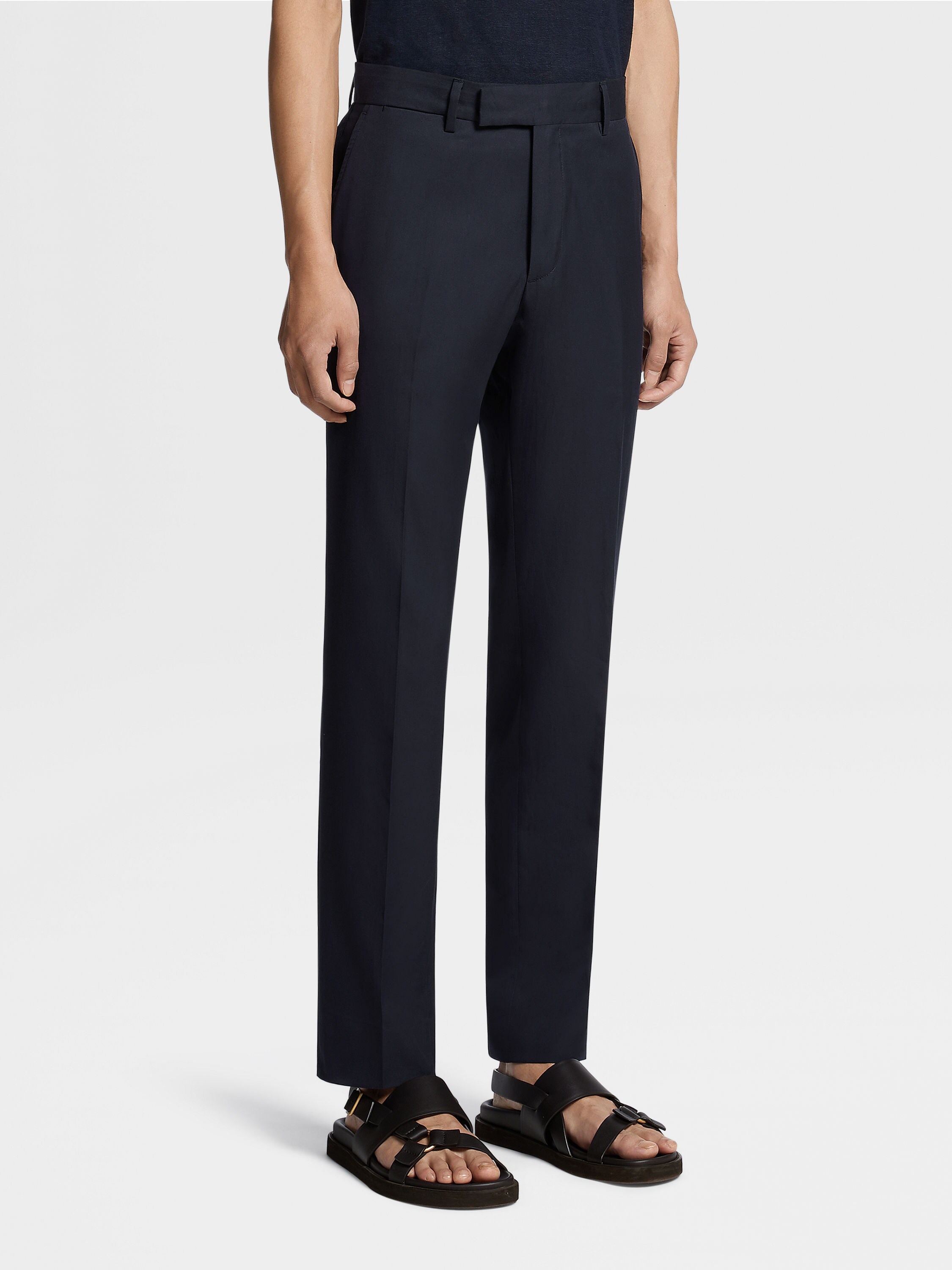 Navy Blue Cotton Pants Product detail photo #1