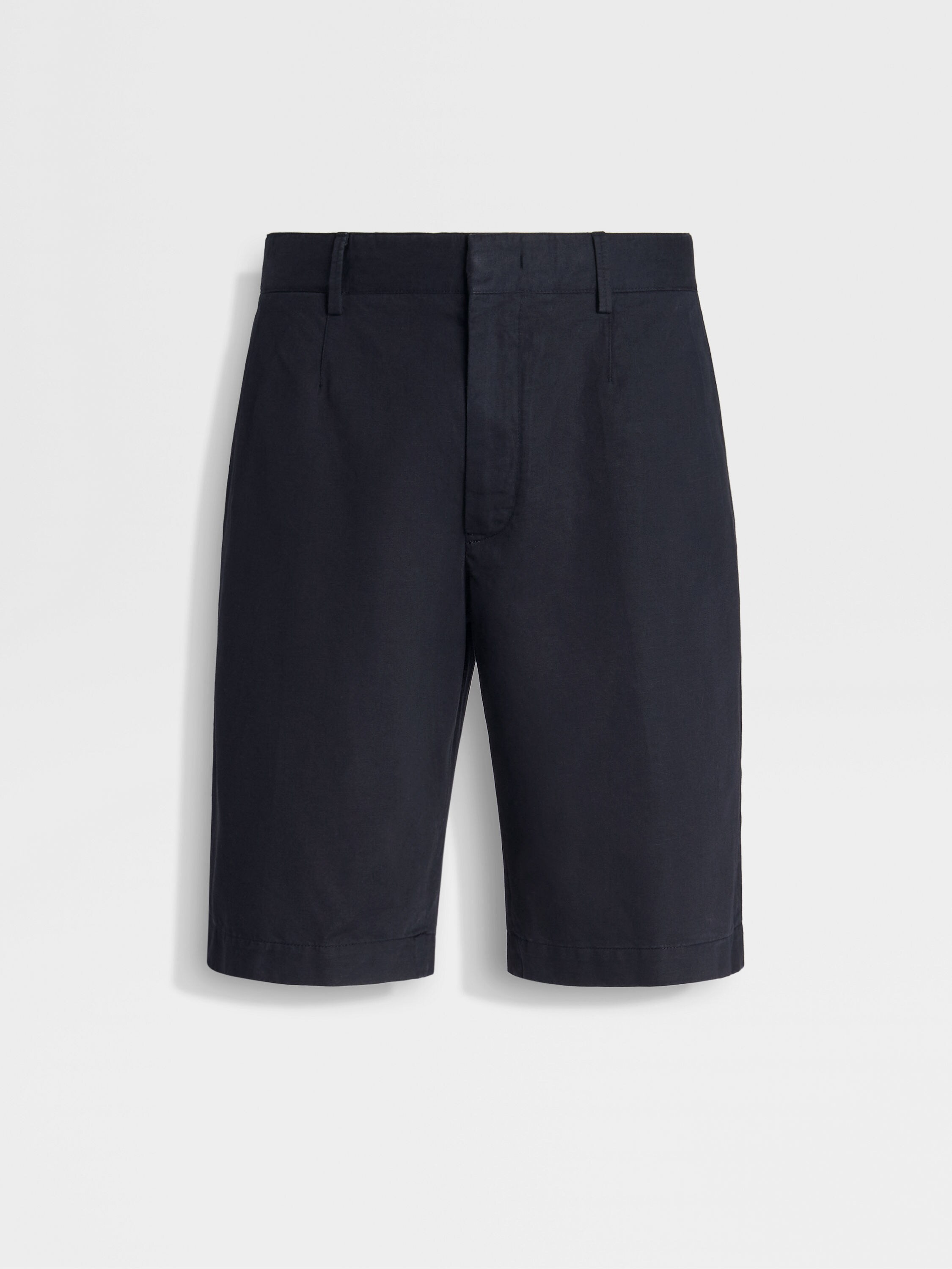 Navy Blue Cotton and Linen Summer Chino Shorts