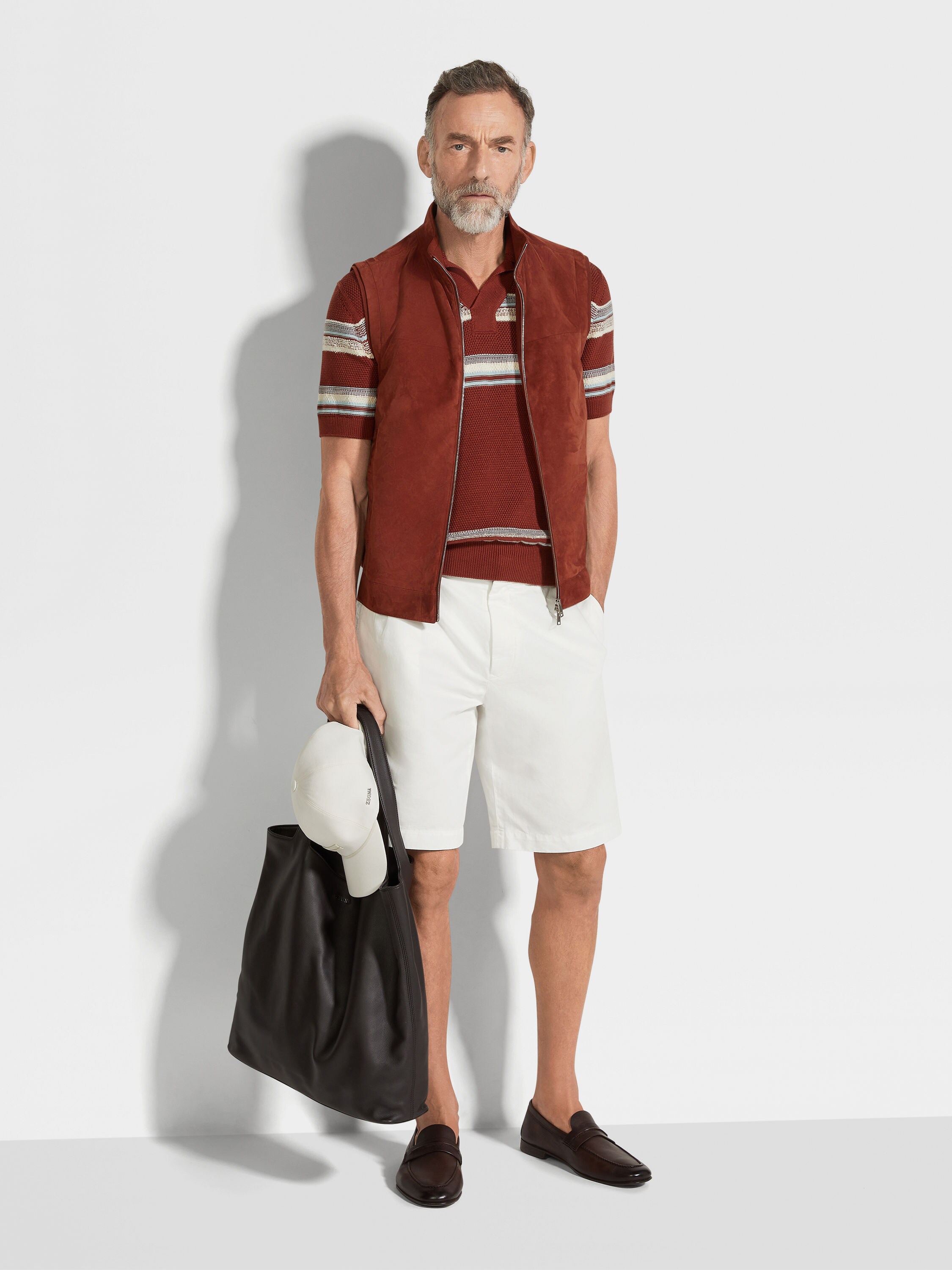 White Summer Chino Cotton and Linen Shorts Product detail photo #2