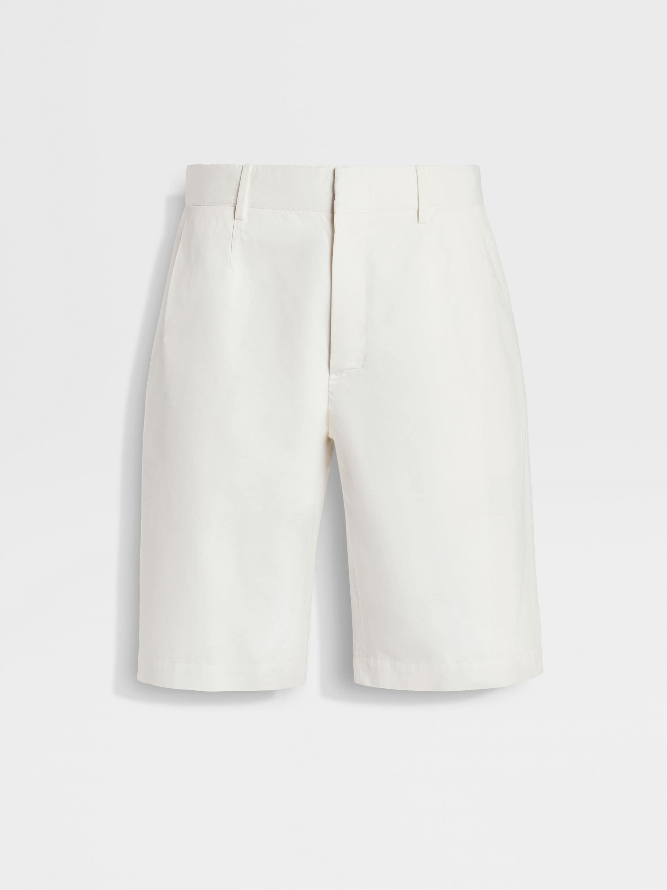 White Cotton and Linen Summer Chino Shorts