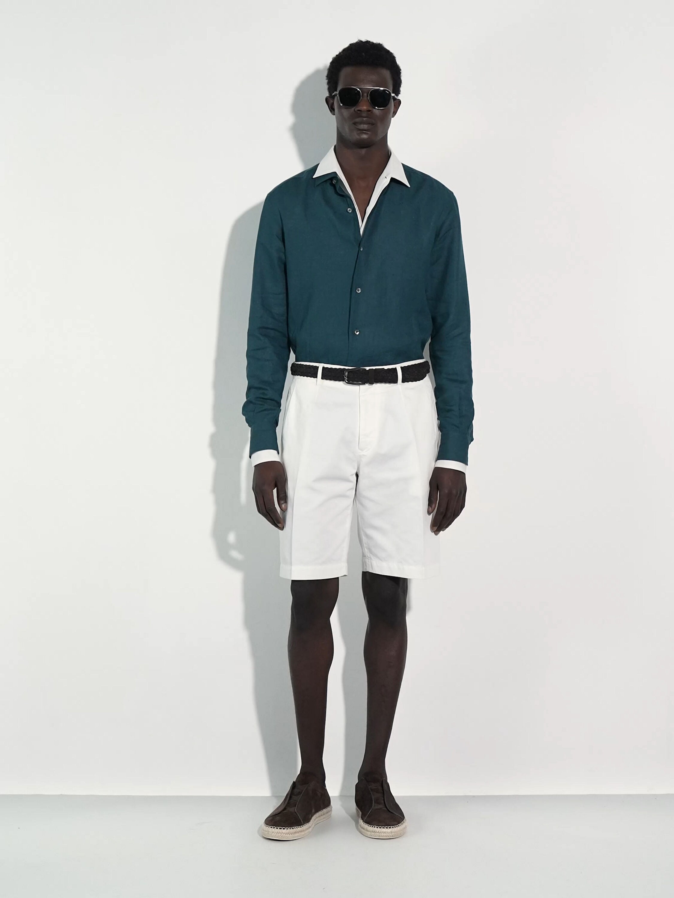 White Summer Chino Cotton and Linen Shorts